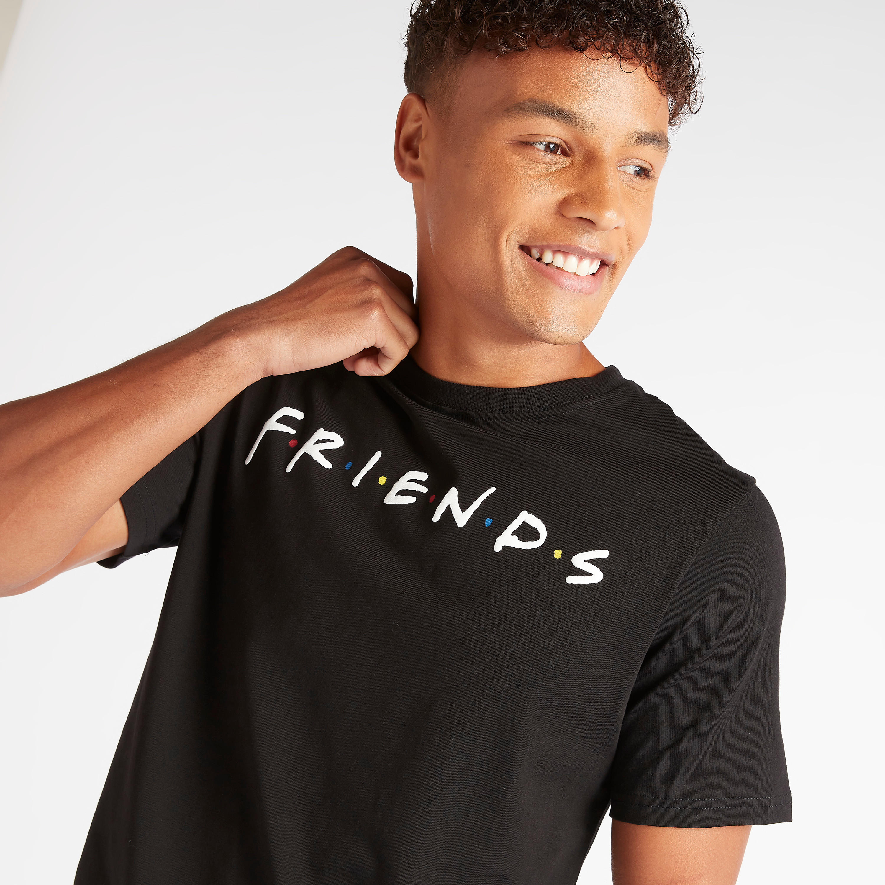 Friends Print T-shirt with Crew Neck and Short Sleeves-men-clothing-tshirtsandpolos-tshirts-image-3