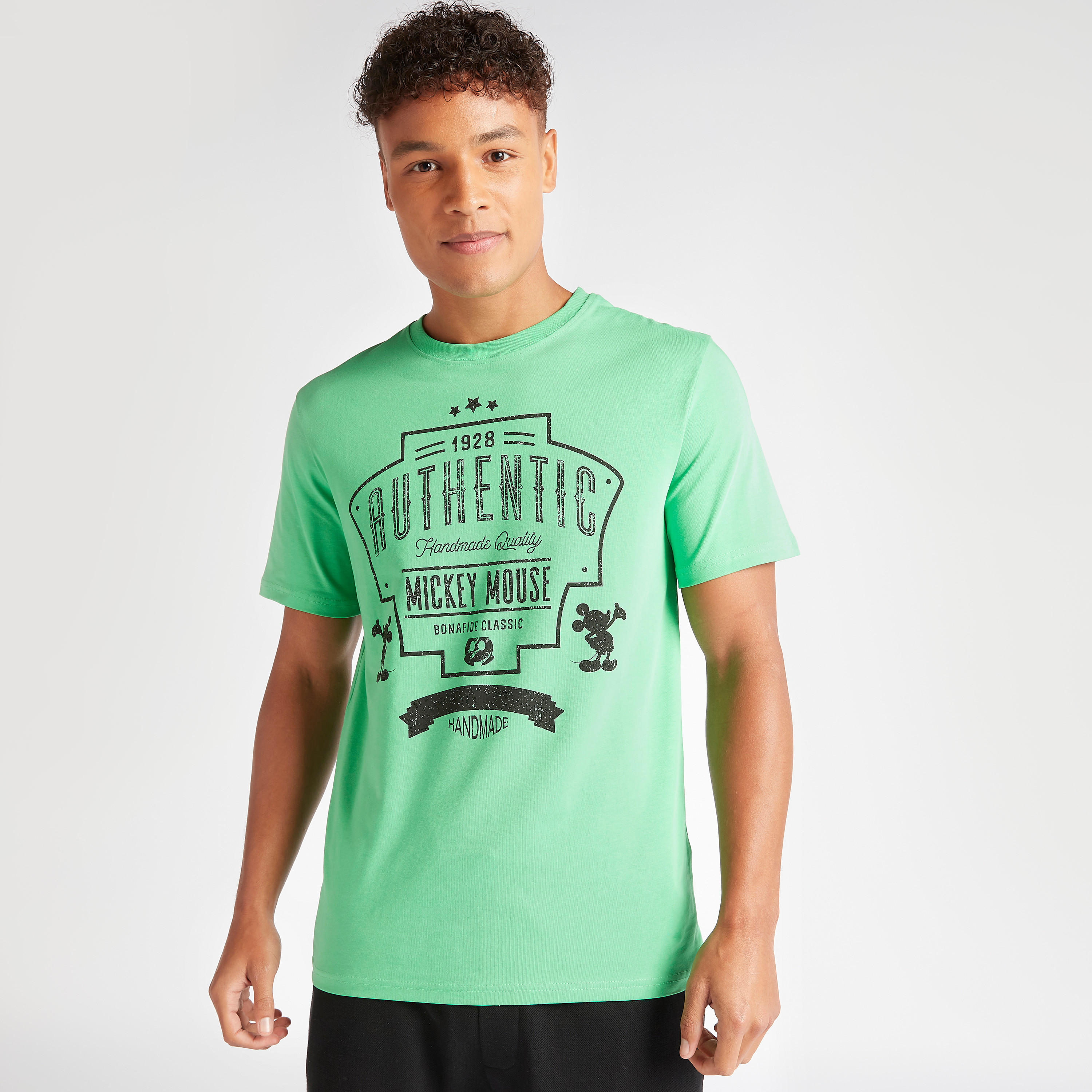 Mickey Mouse Print T-shirt with Crew Neck-men-clothing-tshirtsandpolos-tshirts-image-1