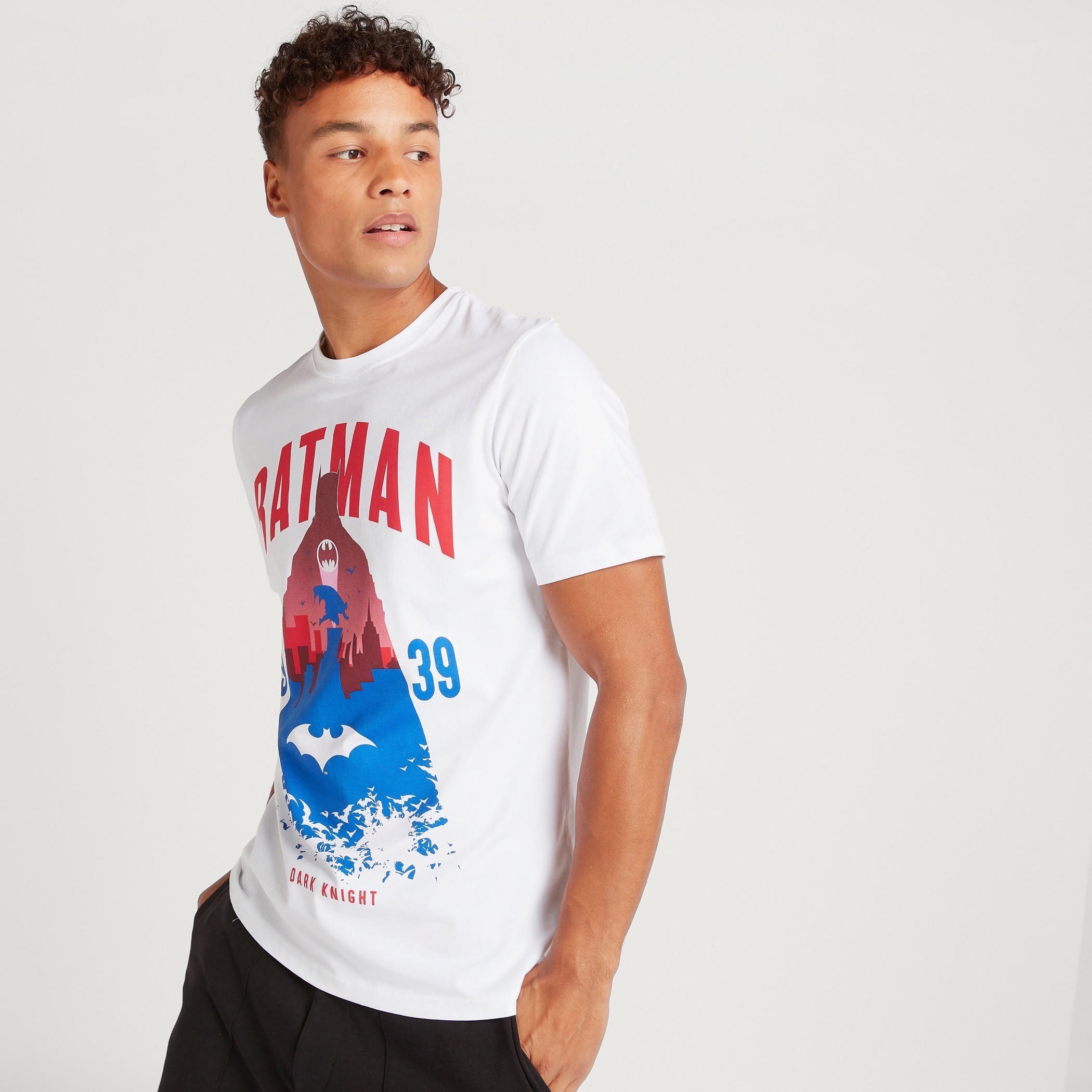 Batman Print Crew Neck T-shirt with Short Sleeves-men-clothing-tshirtsandpolos-tshirts-image-1