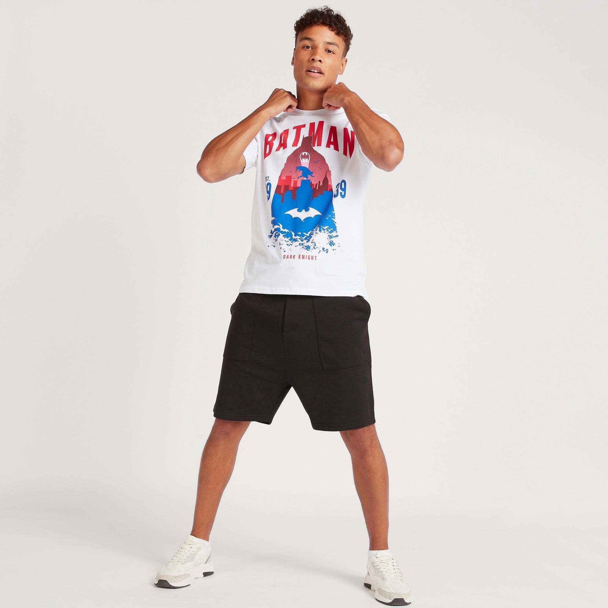 Batman Print Crew Neck T-shirt with Short Sleeves-men-clothing-tshirtsandpolos-tshirts-image-2