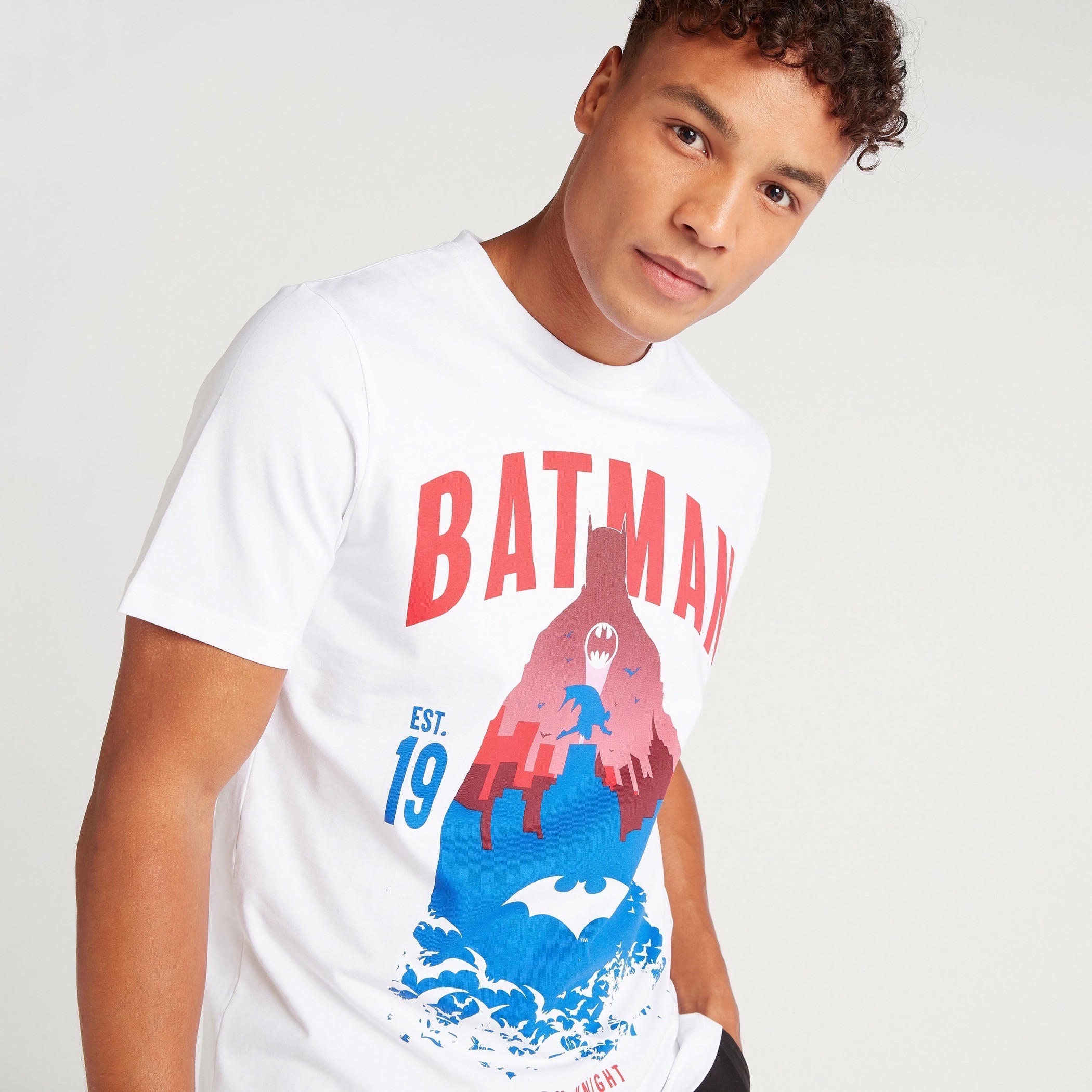 Batman Print Crew Neck T-shirt with Short Sleeves-men-clothing-tshirtsandpolos-tshirts-image-3