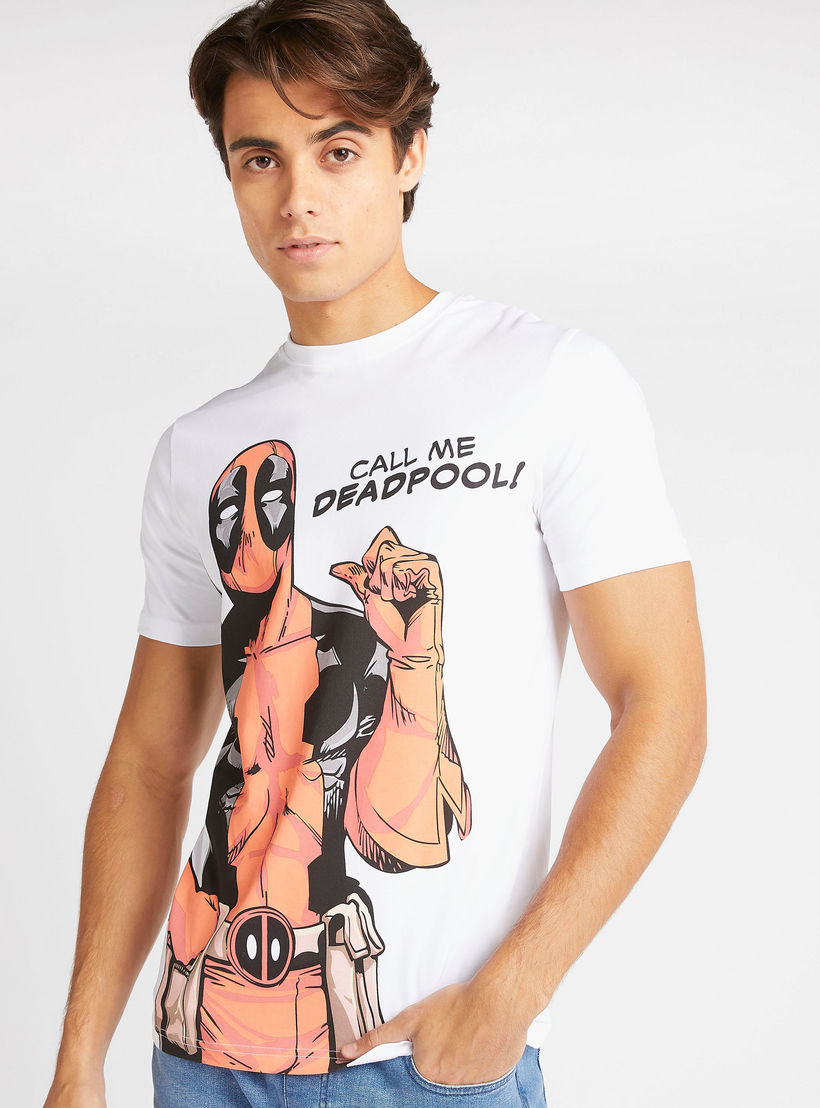 Deadpool Print Crew Neck T-shirt with Short Sleeves-men-clothing-tshirtsandpolos-tshirts-image-1