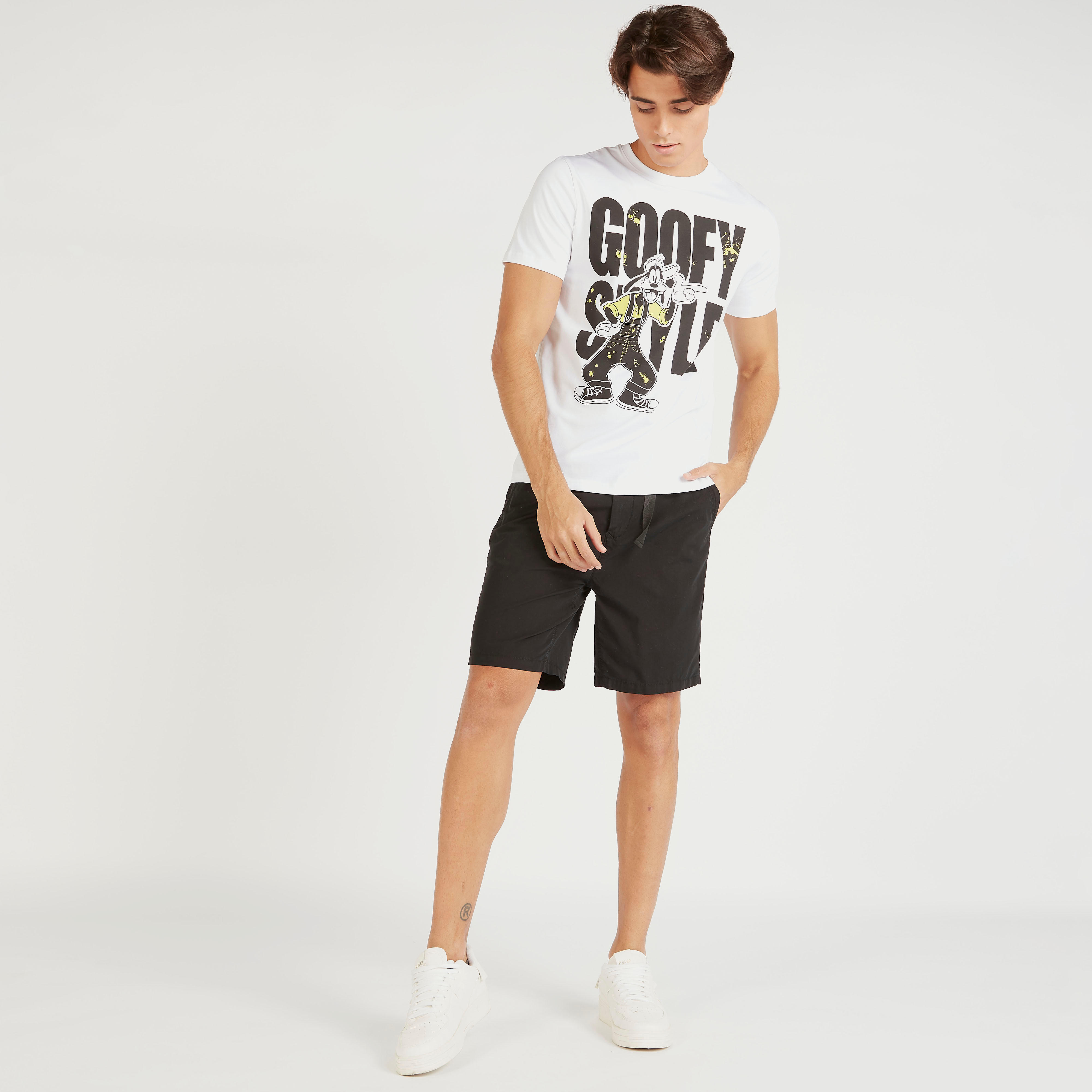 Goofy Print Crew Neck T-shirt with Short Sleeves-men-clothing-tshirtsandpolos-tshirts-image-2