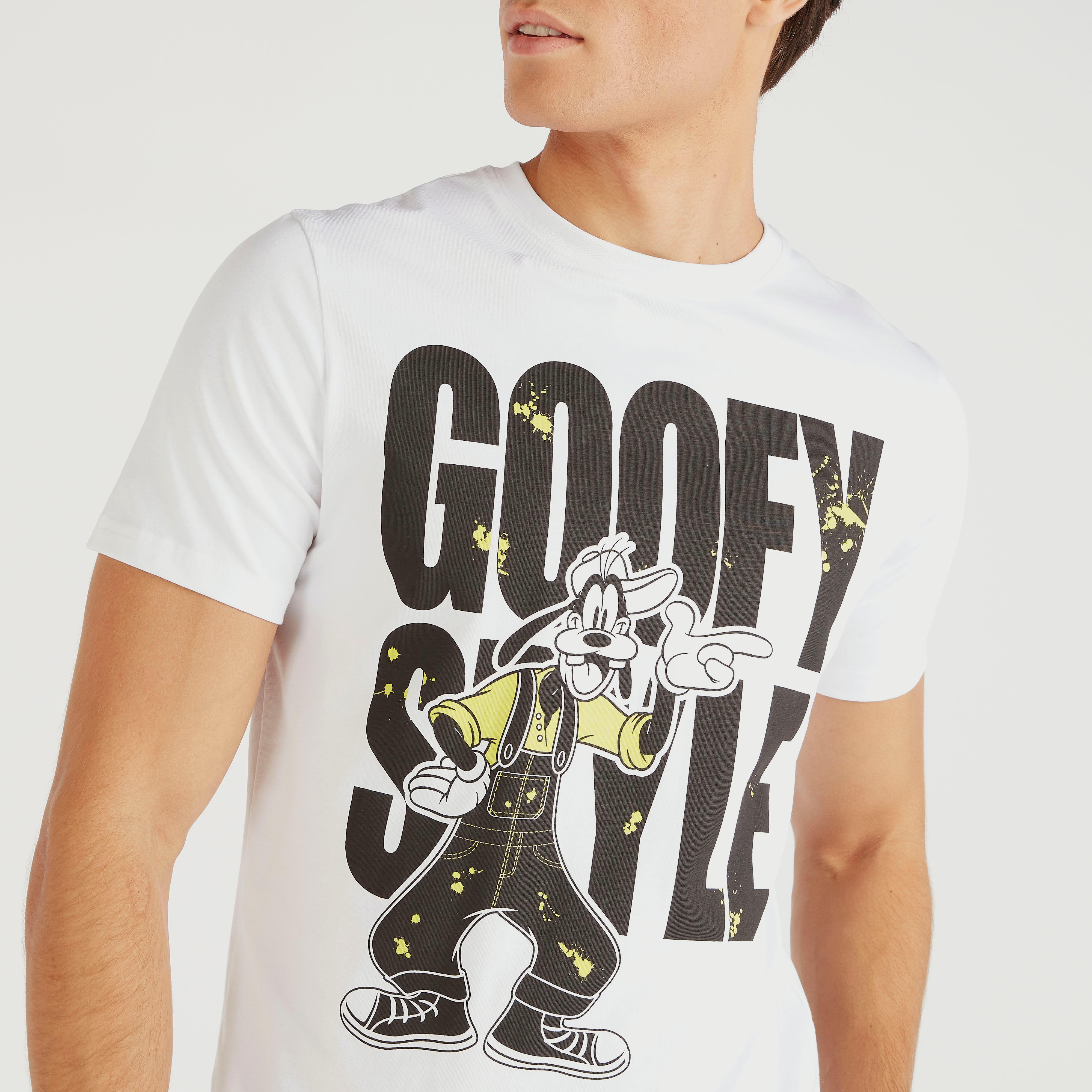 Goofy Print Crew Neck T-shirt with Short Sleeves-men-clothing-tshirtsandpolos-tshirts-image-3