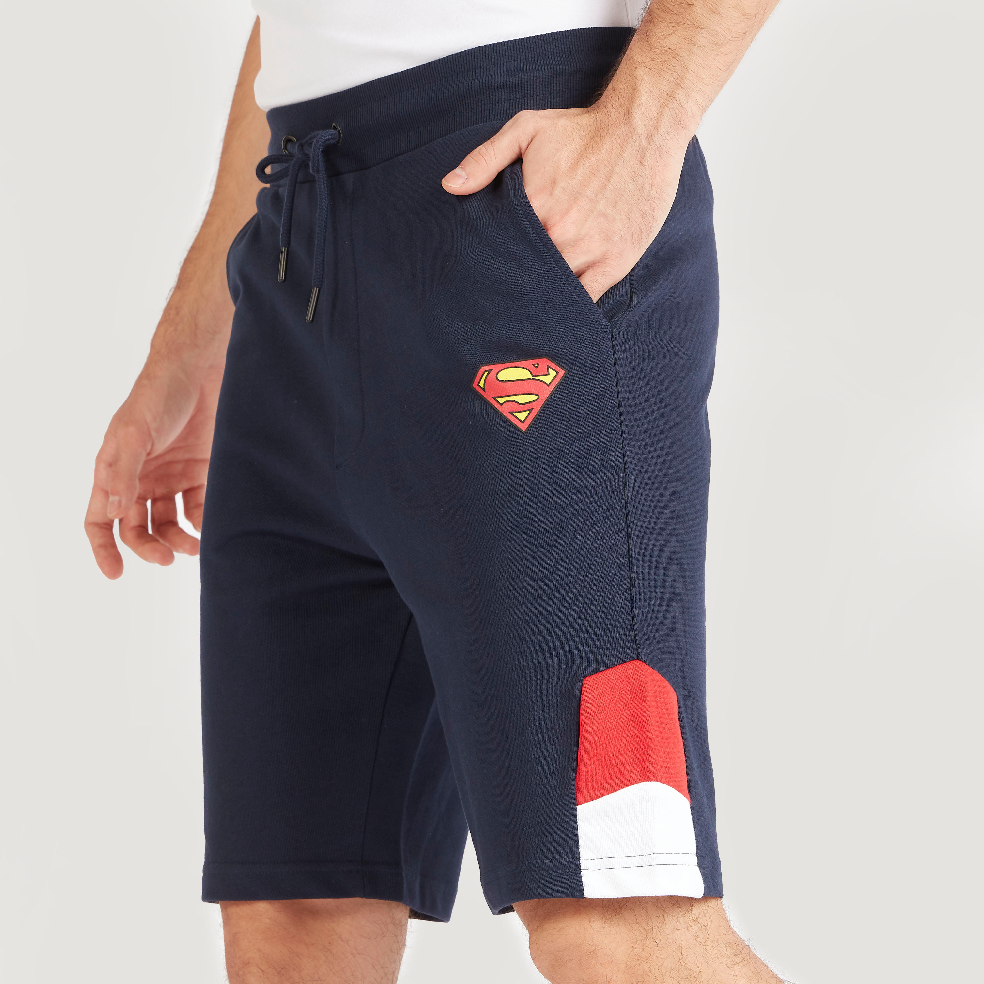 شورت بخصر رباط وجيوب وطبعات سوبرمان-men-clothing-bottoms-shorts-image-3