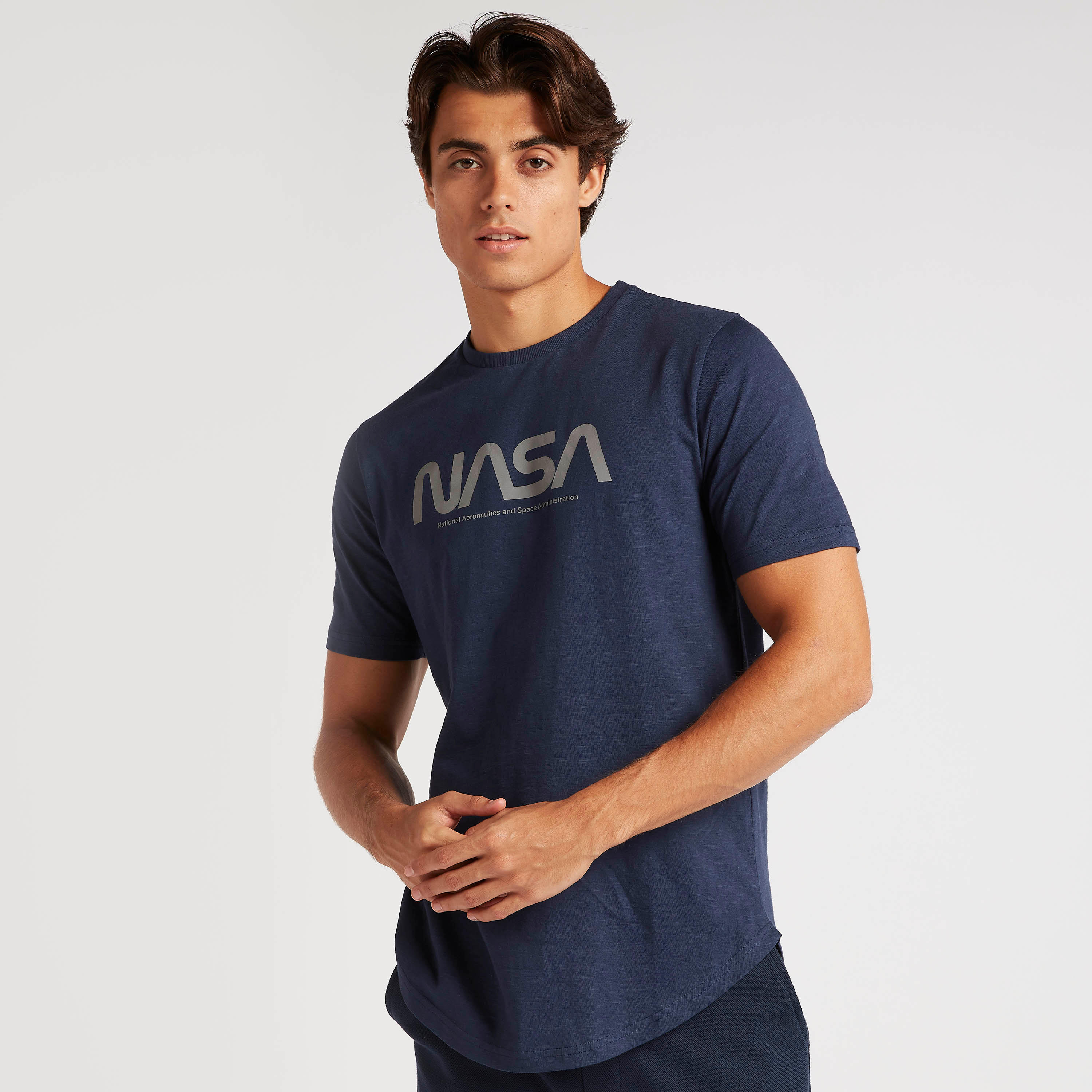 NASA Print Crew Neck T-shirt with Short Sleeves-men-clothing-tshirtsandpolos-tshirts-image-1