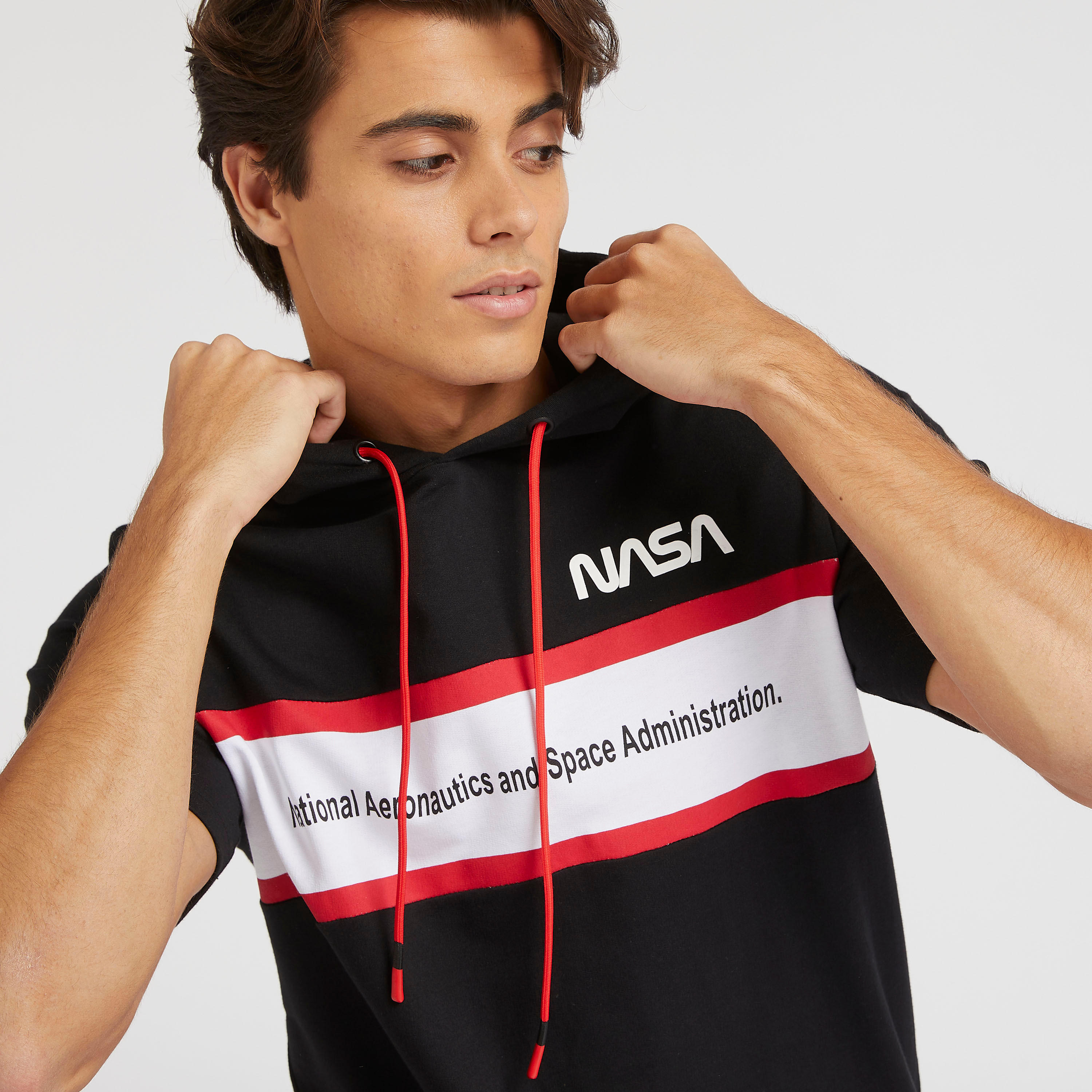 NASA Print Hooded T-shirt with Short Sleeves-men-clothing-tshirtsandpolos-tshirts-image-3