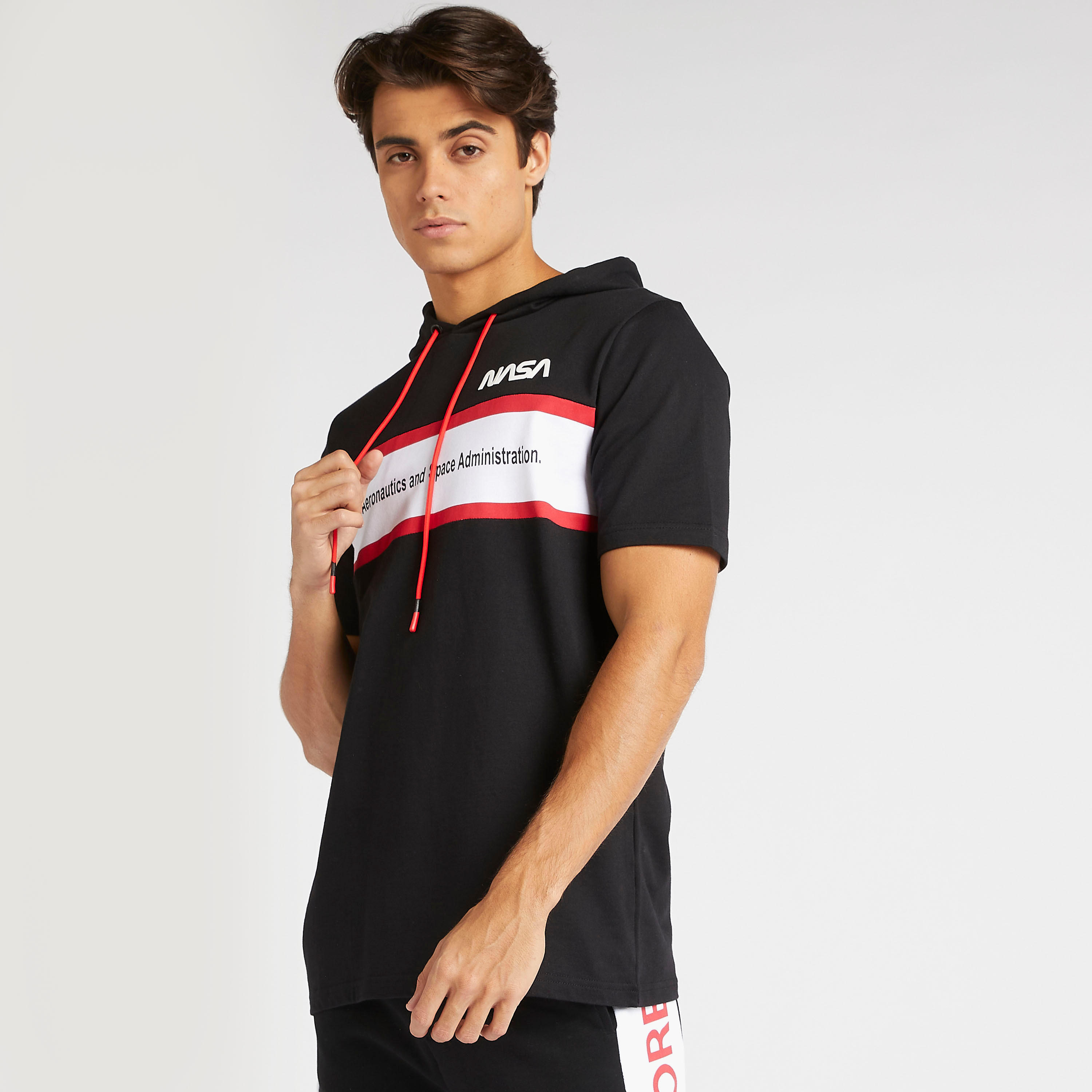 NASA Print Hooded T-shirt with Short Sleeves-men-clothing-tshirtsandpolos-tshirts-image-5