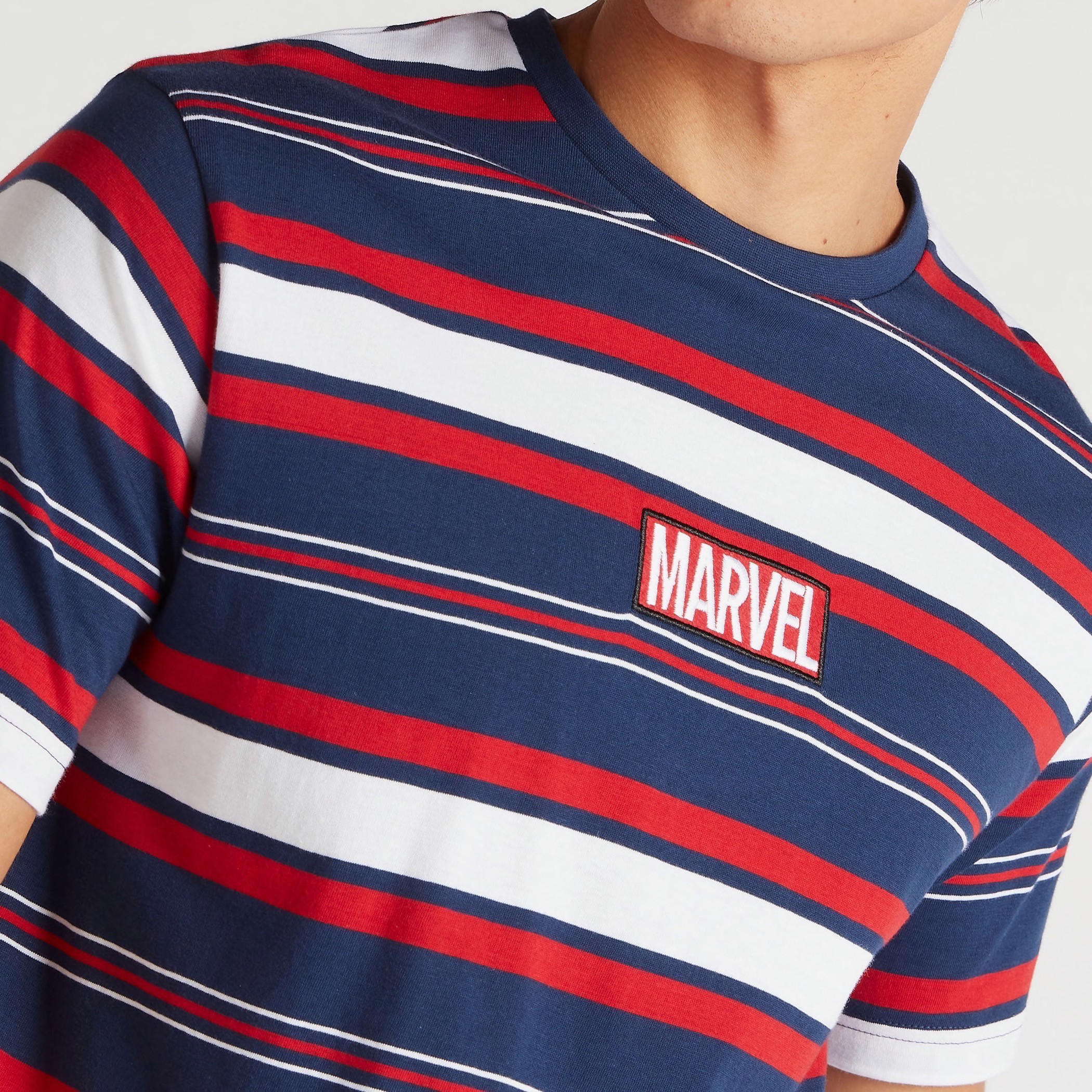 Marvel Striped T-shirt with Short Sleeves-men-clothing-tshirtsandpolos-tshirts-image-3