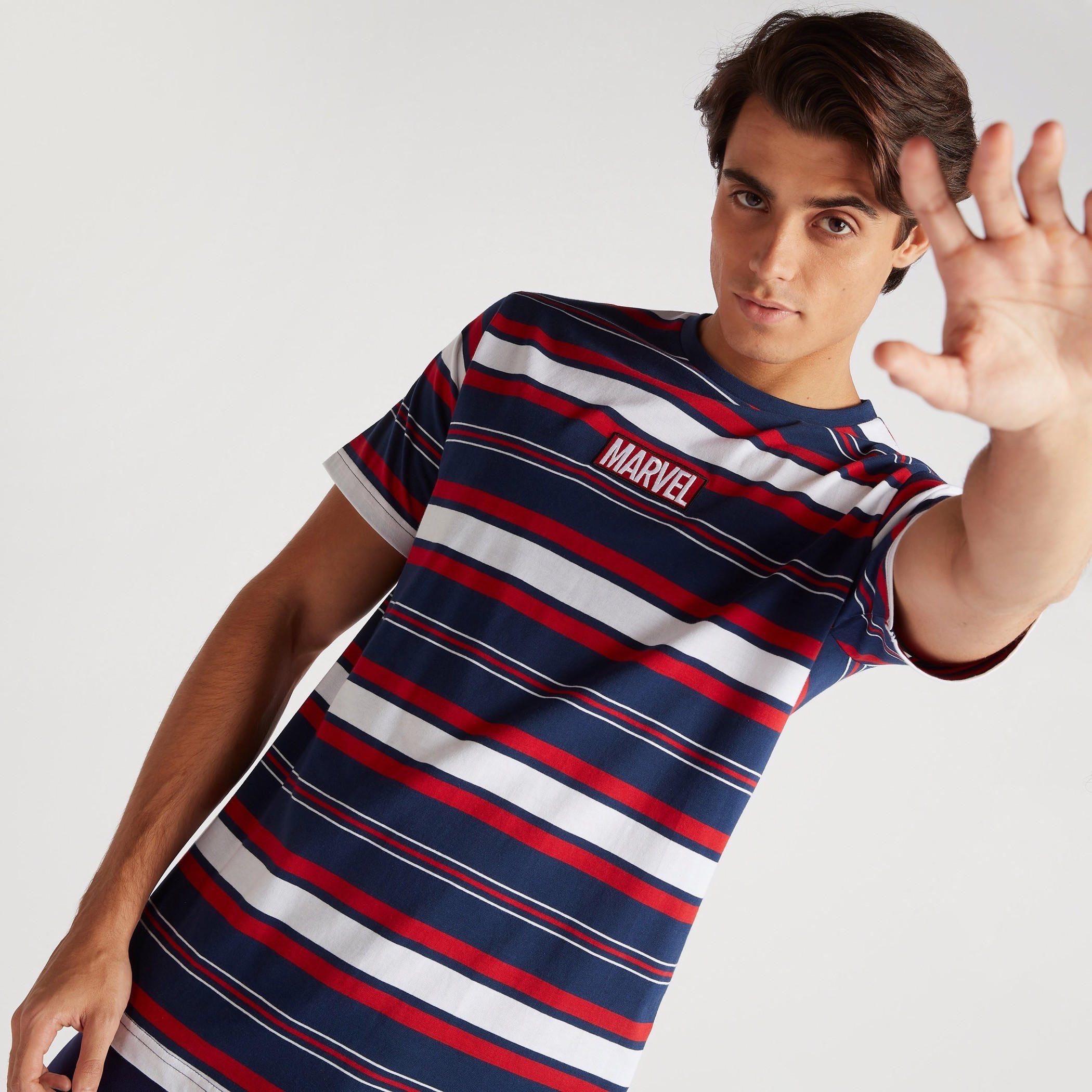 Marvel Striped T-shirt with Short Sleeves-men-clothing-tshirtsandpolos-tshirts-image-5