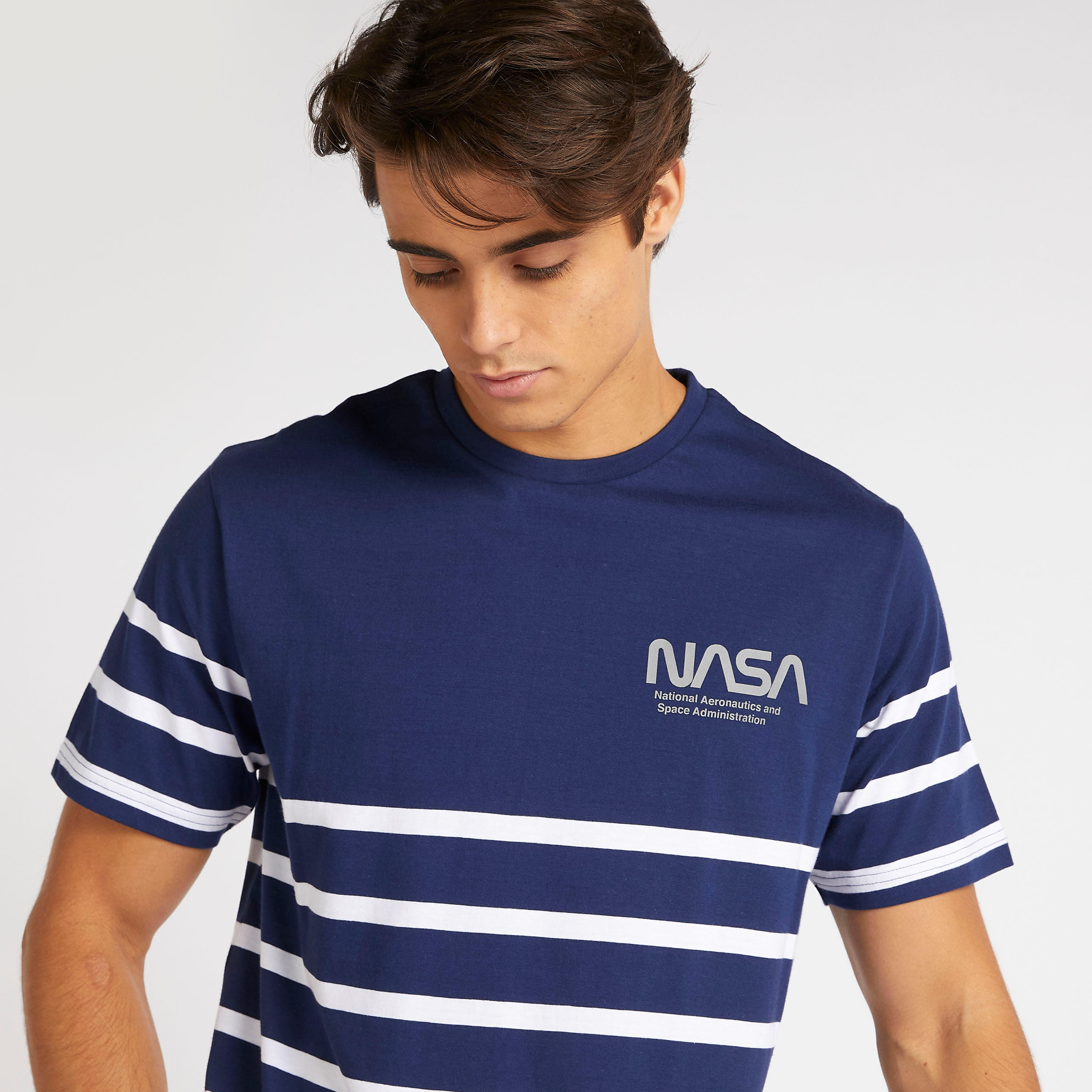 NASA Print Striped Crew Neck T-shirt with Short Sleeves-men-clothing-tshirtsandpolos-tshirts-image-3