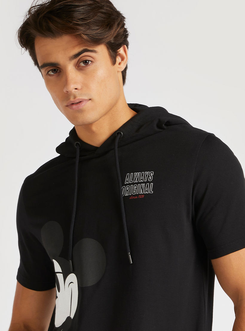 Mickey Mouse Print Hooded T-shirt with Short Sleeves-men-clothing-tshirtsandpolos-tshirts-image-3