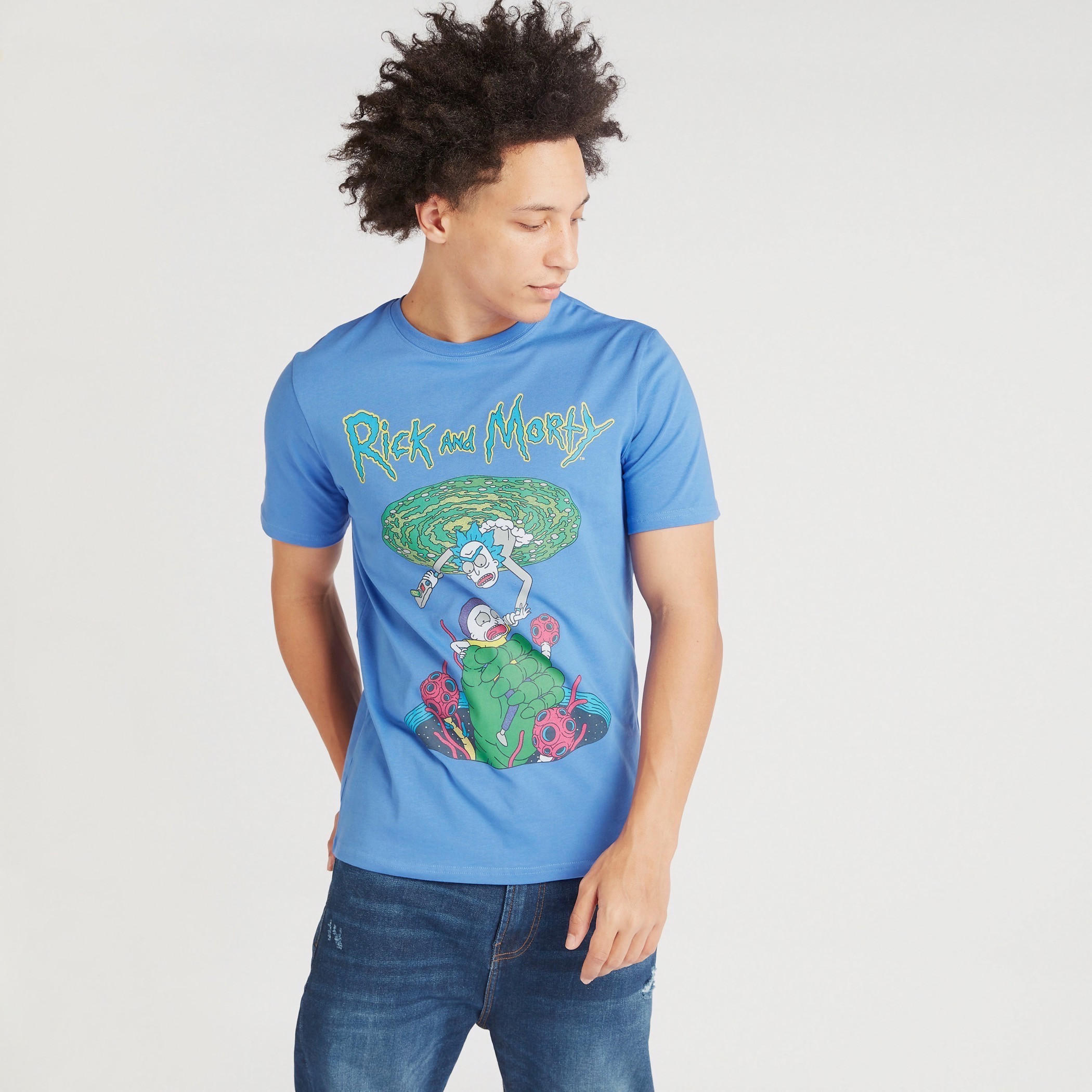 Rick and Morty Print Crew Neck T-shirt with Short Sleeves-men-clothing-tshirtsandpolos-tshirts-image-1