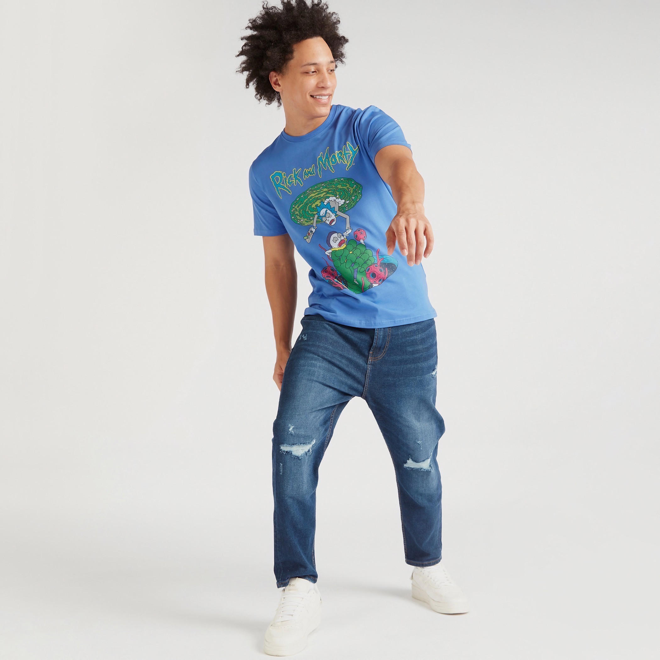 Rick and Morty Print Crew Neck T-shirt with Short Sleeves-men-clothing-tshirtsandpolos-tshirts-image-2