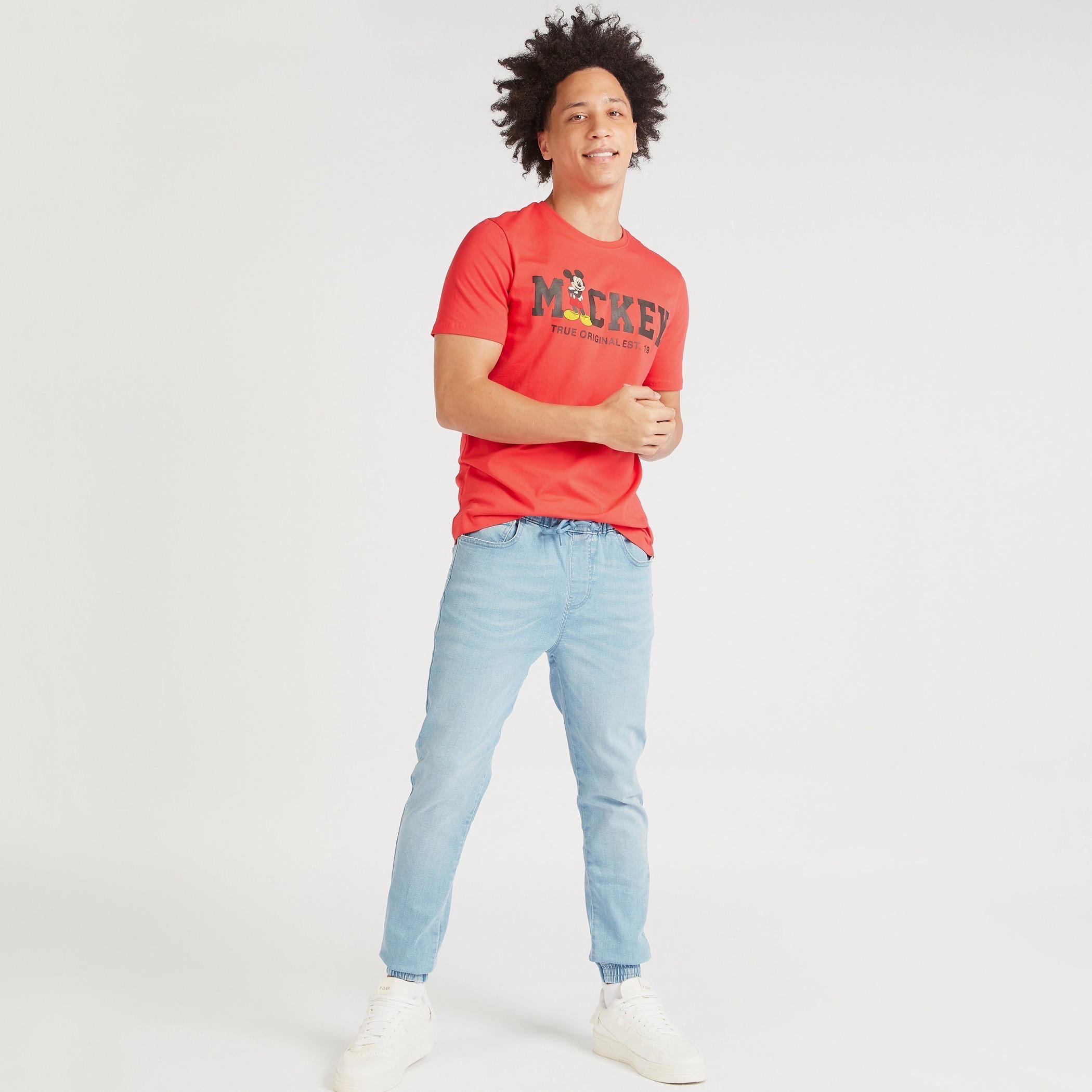 Mickey Mouse Print Crew Neck T-shirt with Short Sleeves-men-clothing-tshirtsandpolos-tshirts-image-2