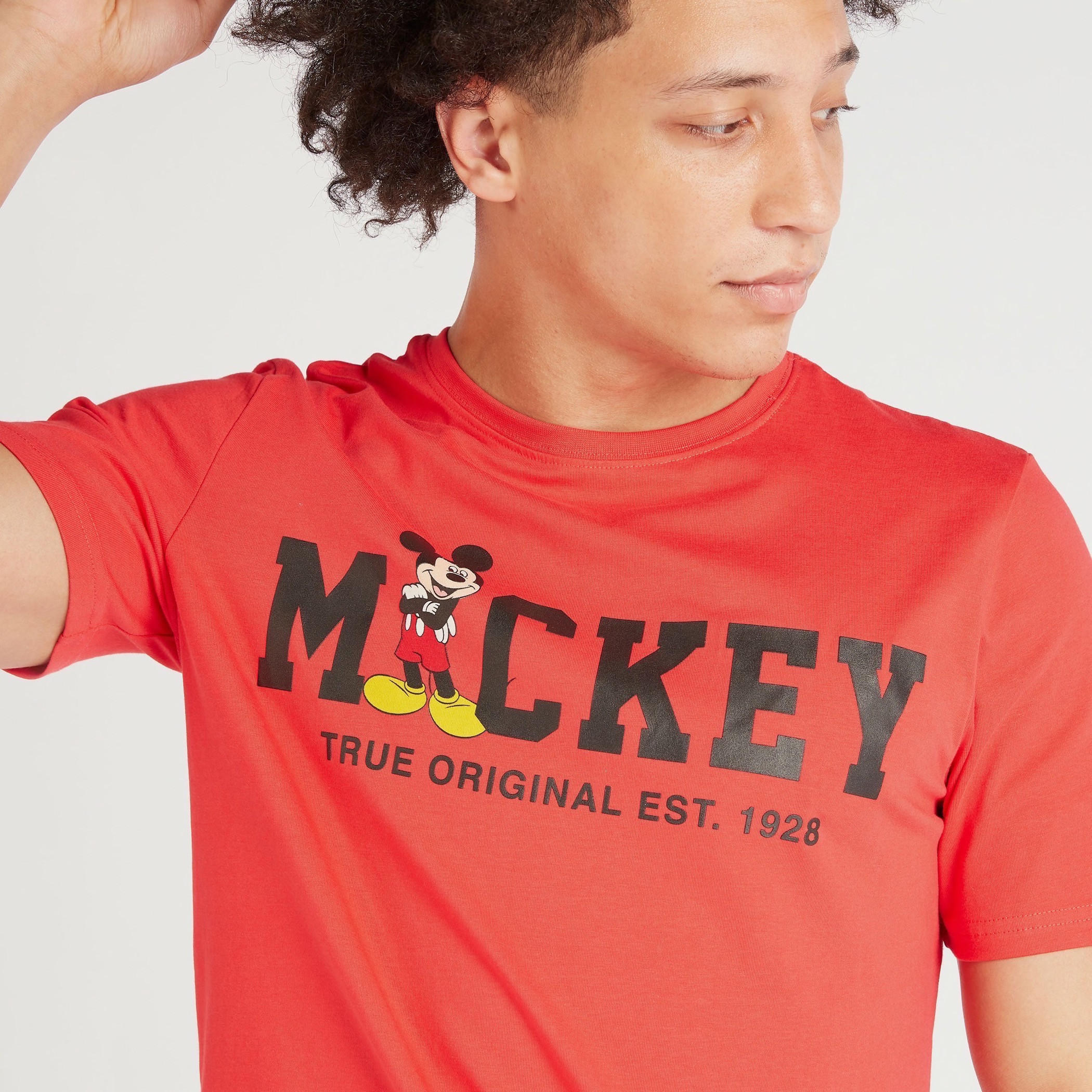 Mickey Mouse Print Crew Neck T-shirt with Short Sleeves-men-clothing-tshirtsandpolos-tshirts-image-3