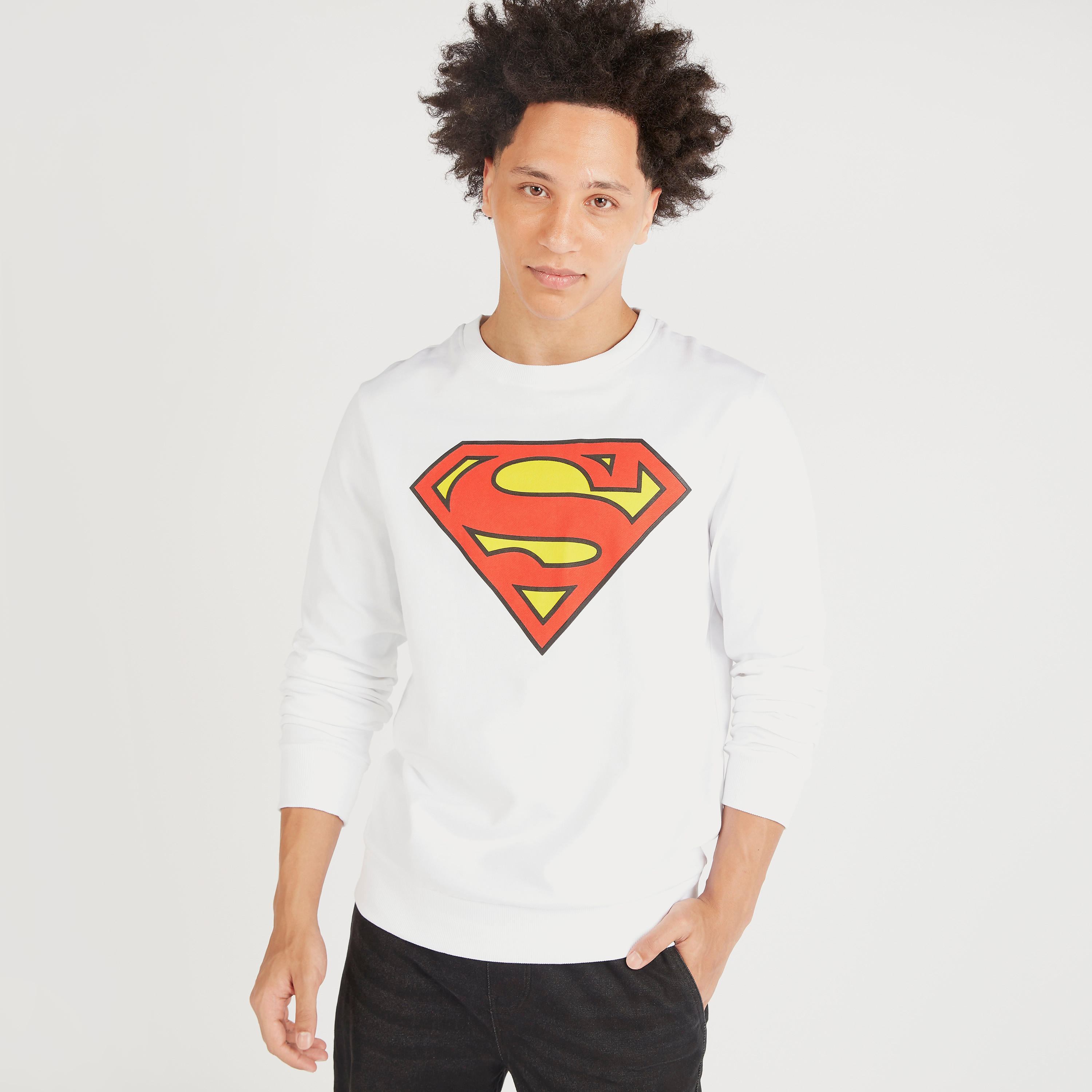 سويت شيرت بياقة ضيقة وأكمام طويلة وطبعات سوبر مان-men-winterwear-hoodiesandsweatshirts-image-1