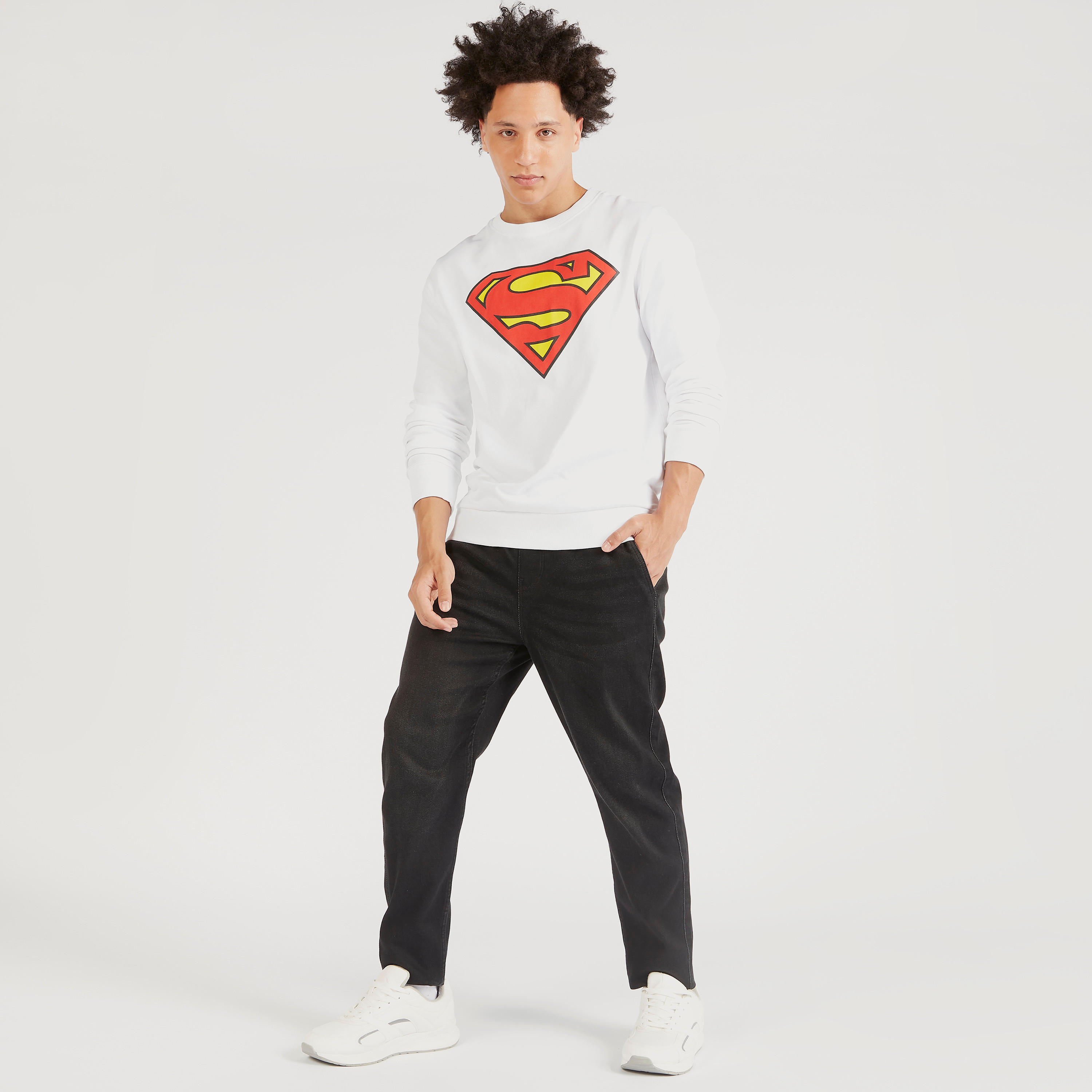 سويت شيرت بياقة ضيقة وأكمام طويلة وطبعات سوبر مان-men-winterwear-hoodiesandsweatshirts-image-2