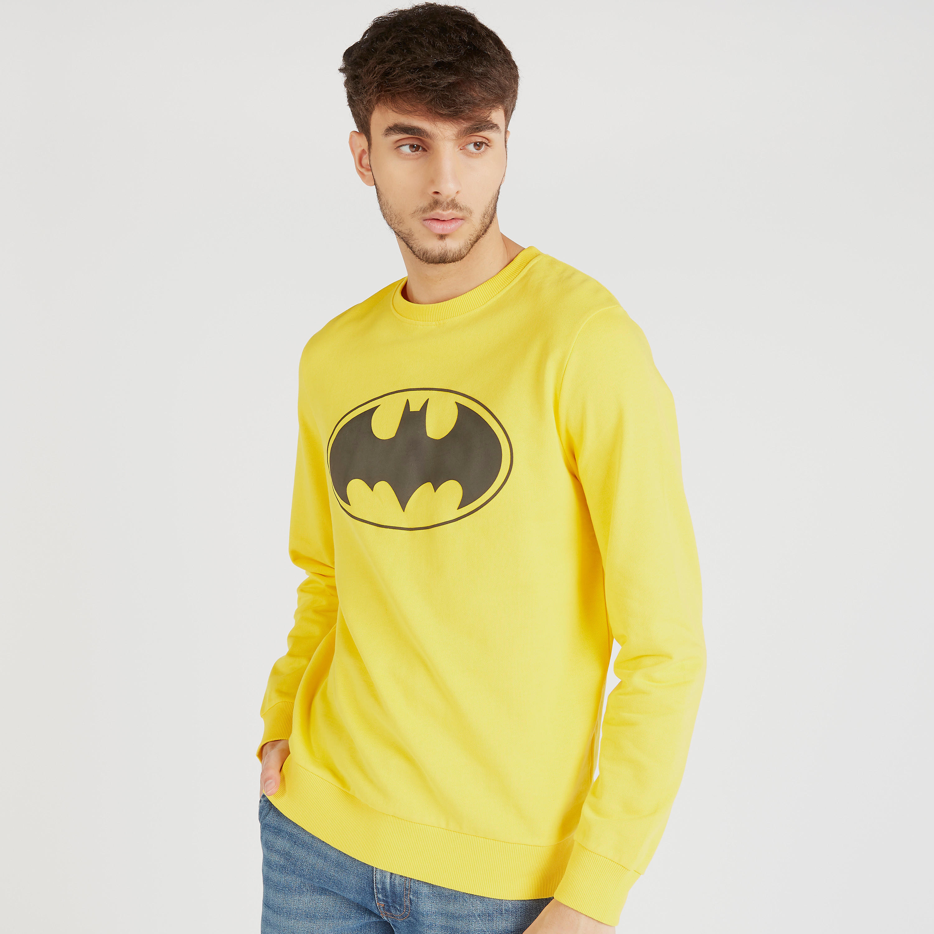 سويت شيرت بياقة ضيّقة وأكمام طويلة وطبعات باتمان-men-winterwear-hoodiesandsweatshirts-image-5