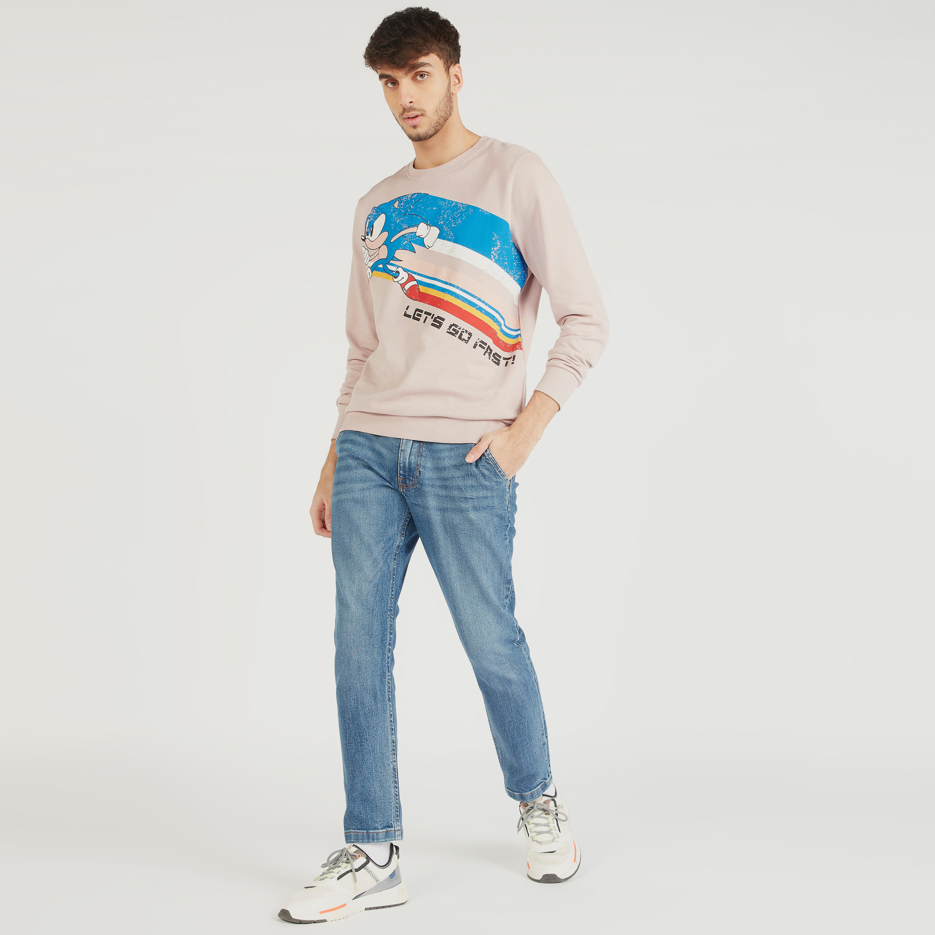 Sonic the Hedgehog Print Sweatshirt with Long Sleeves-men-winterwear-hoodiesandsweatshirts-image-2