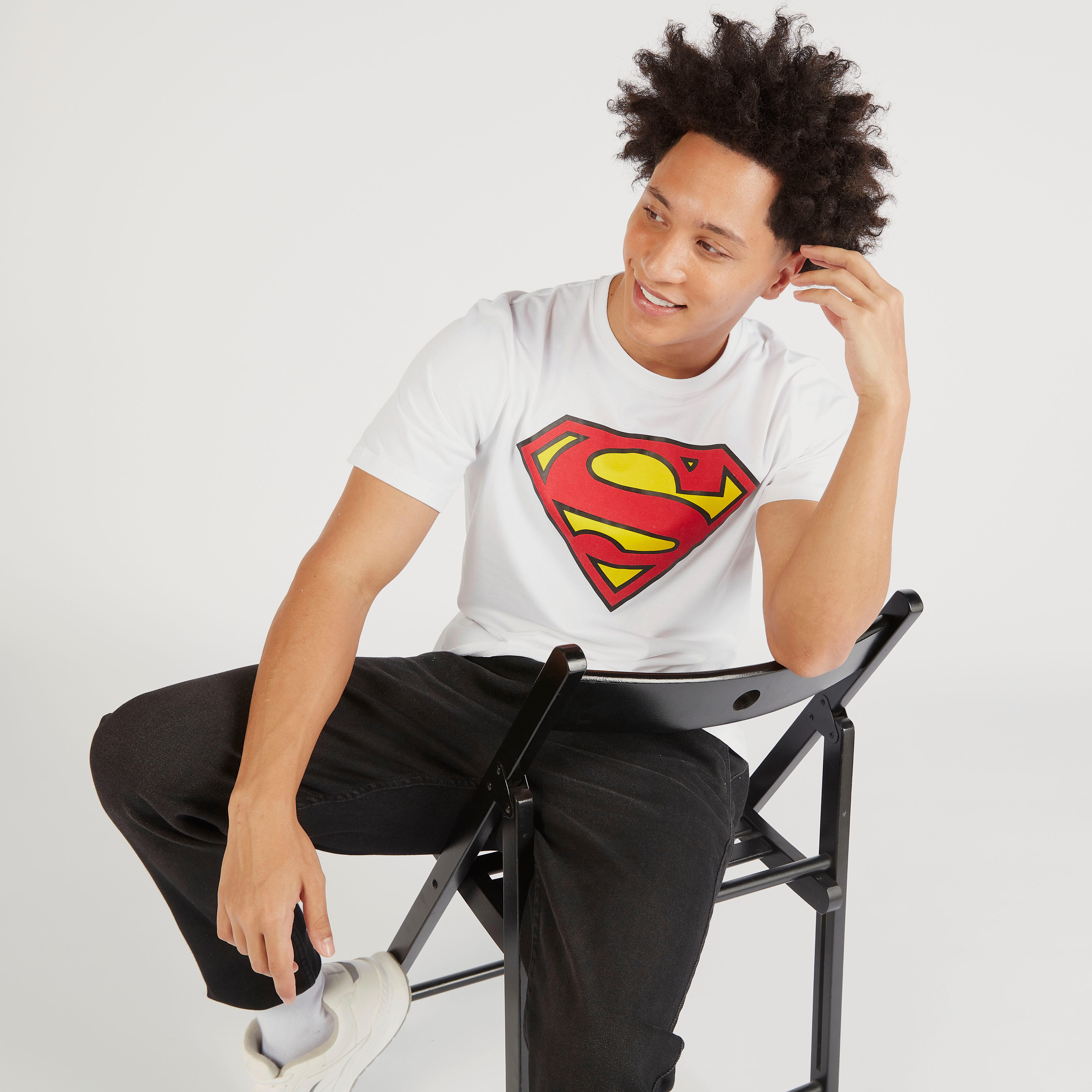 Superman Print Crew Neck T-shirt with Short Sleeves-men-clothing-tshirtsandpolos-tshirts-image-1
