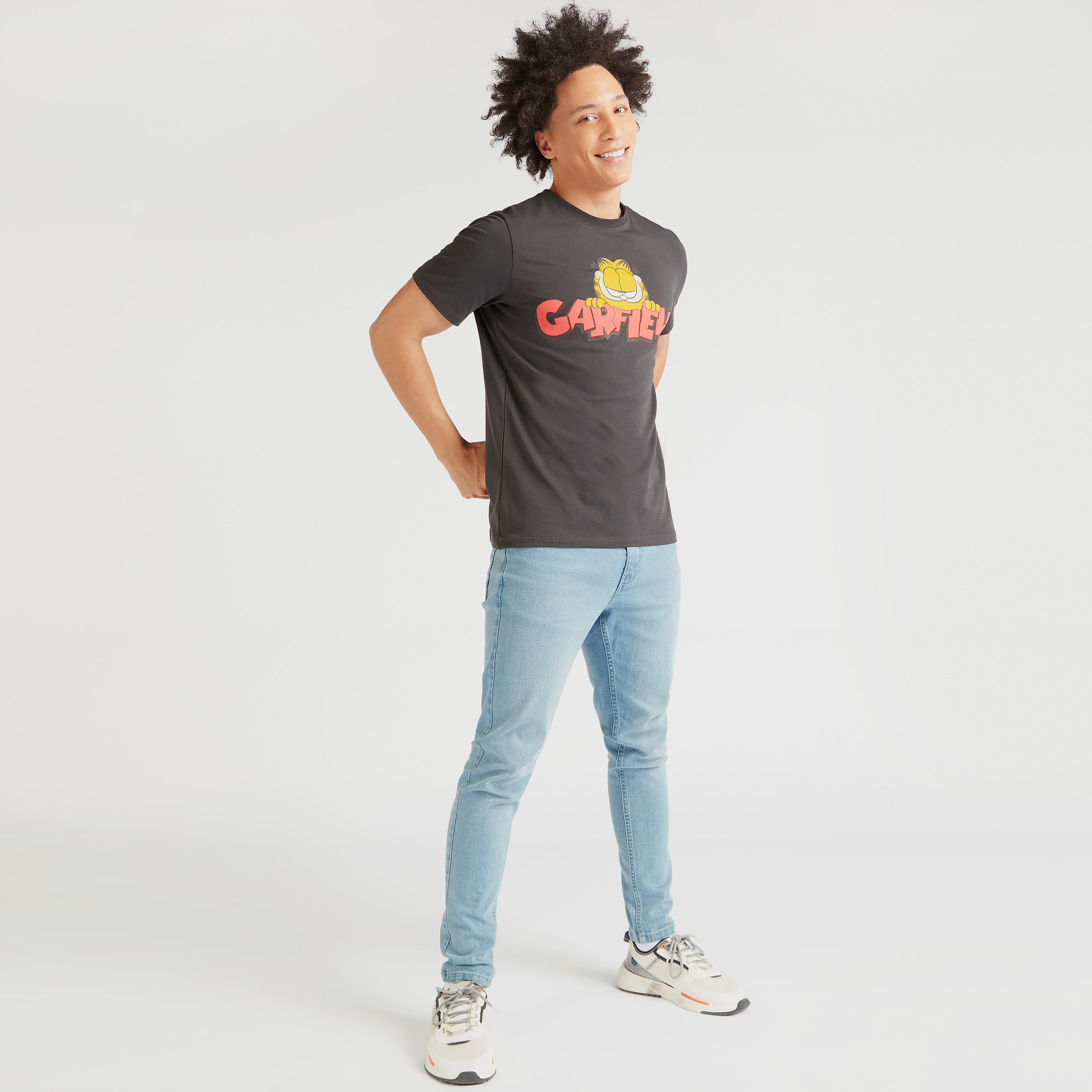 Garfield Print Crew Neck T-shirt with Short Sleeves-men-clothing-tshirtsandpolos-tshirts-image-2