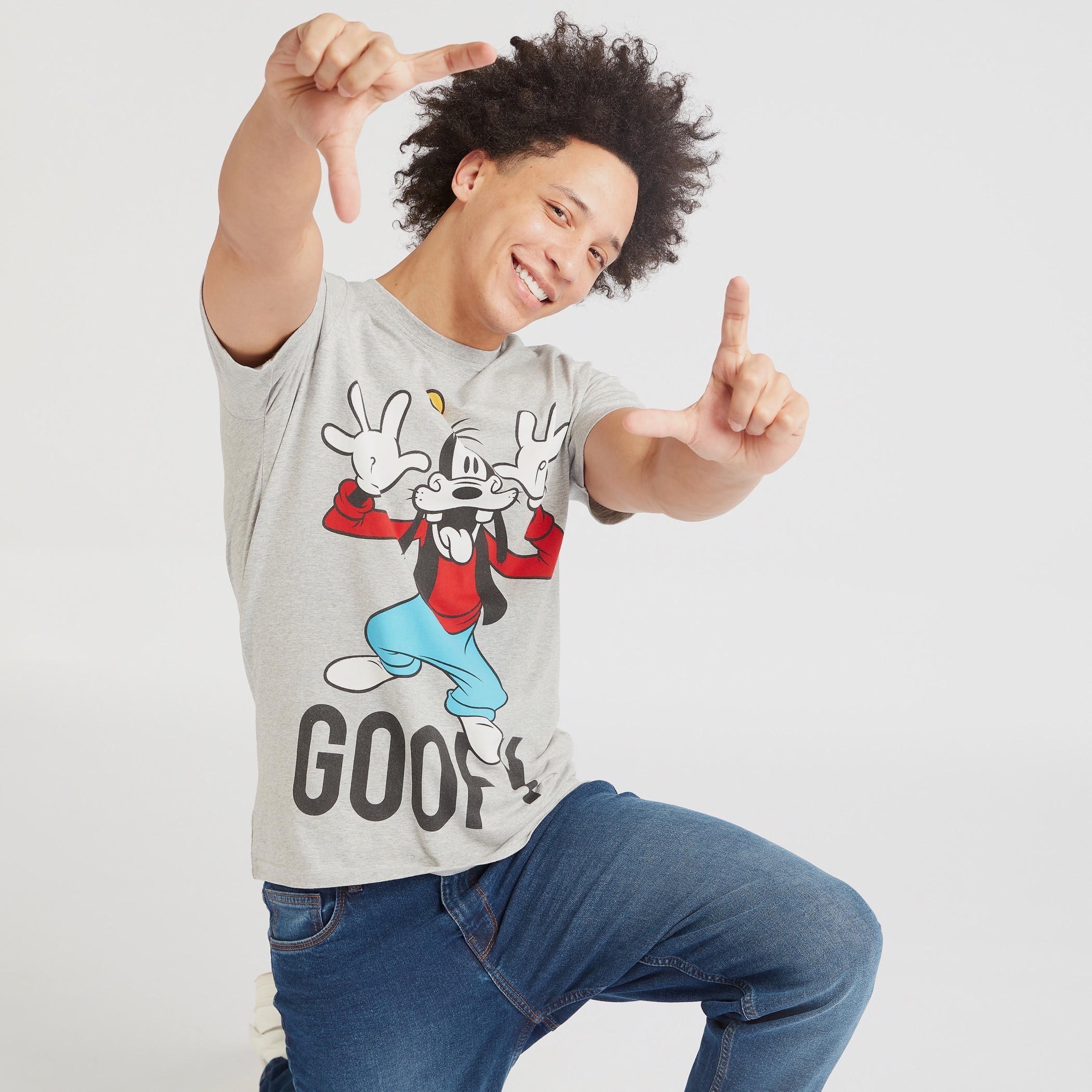 Goofy Print Crew Neck T-shirt with Short Sleeves-men-clothing-tshirtsandpolos-tshirts-image-1