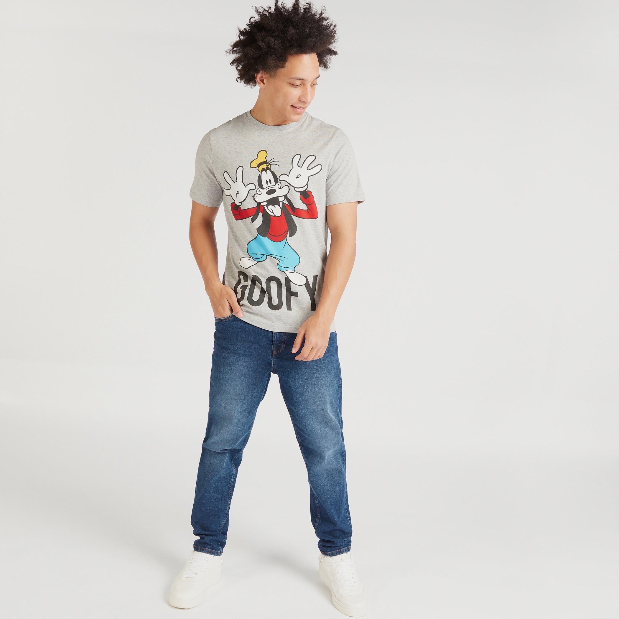 Goofy Print Crew Neck T-shirt with Short Sleeves-men-clothing-tshirtsandpolos-tshirts-image-2