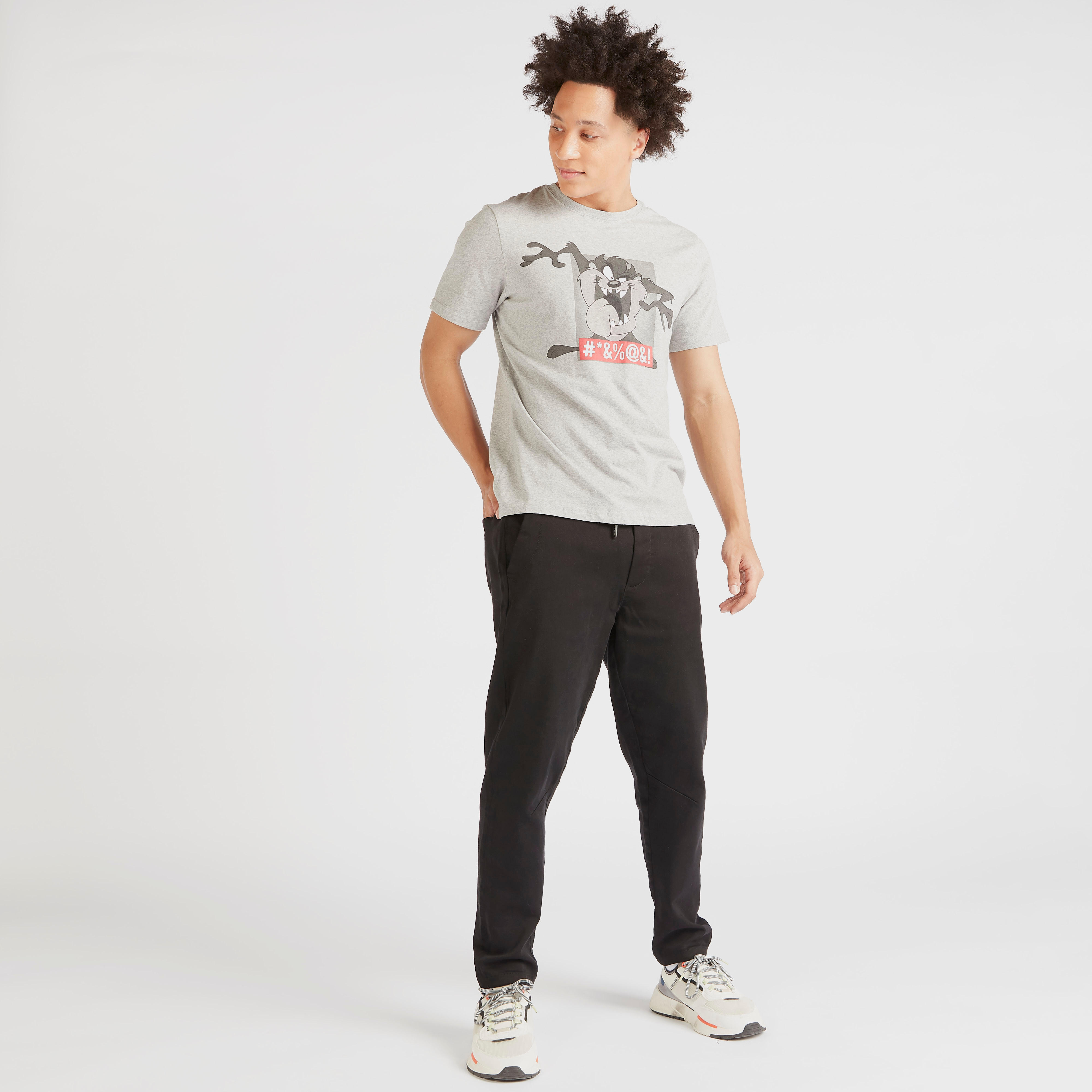 تيشيرت بياقة ضيقة وأكمام قصيرة وطبعات لوني تيونز-men-clothing-tshirtsandpolos-tshirts-image-2