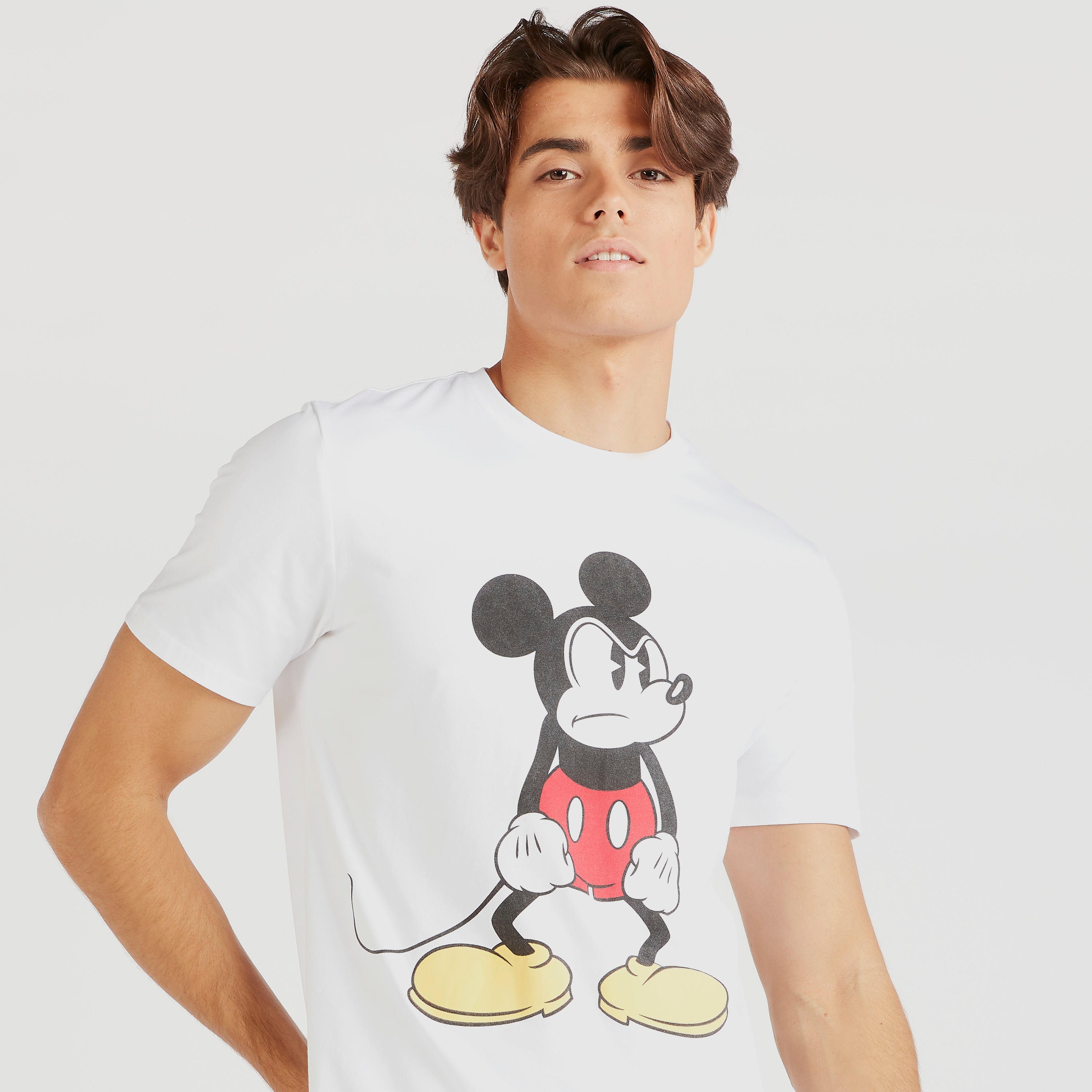 Mickey Mouse Print Crew Neck T-shirt with Short Sleeves-men-clothing-tshirtsandpolos-tshirts-image-3