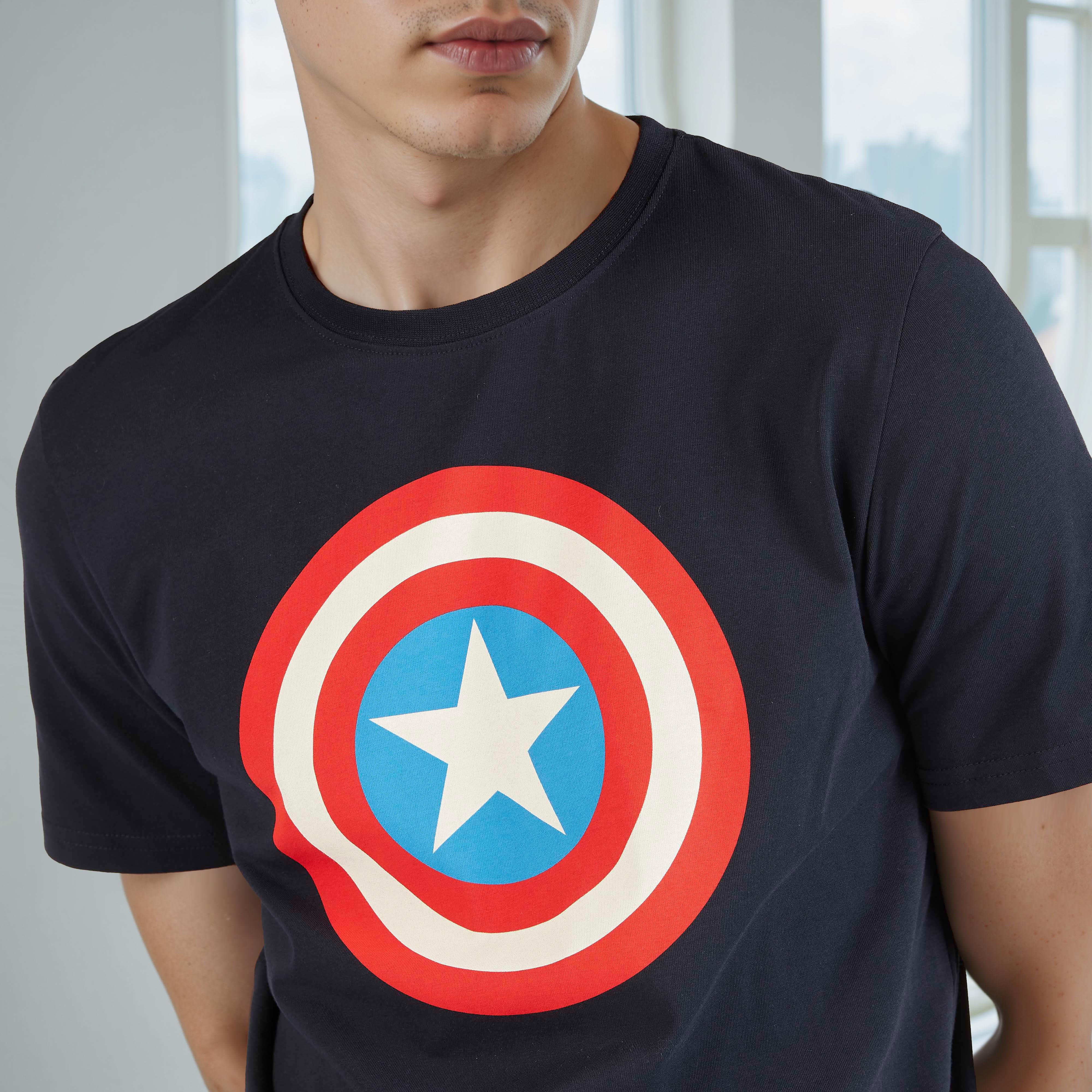 تيشيرت بقصّة سليم وياقة ضيّقة وأكمام قصيرة وطبعات كابتن أمريكا-men-clothing-tshirtsandpolos-tshirts-image-7