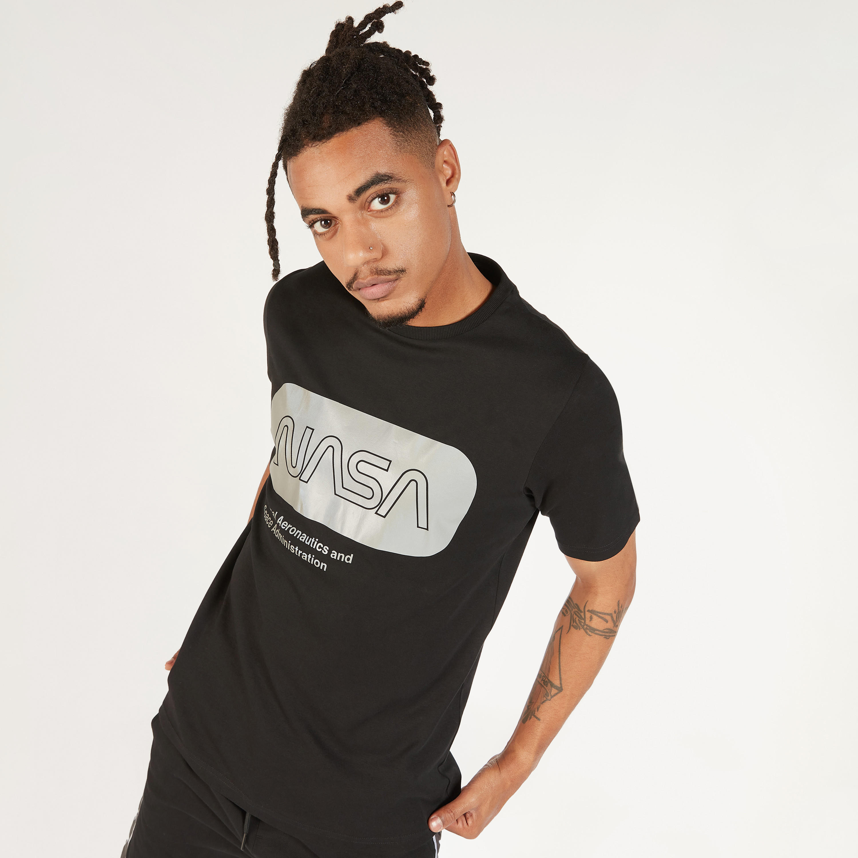 NASA Print T-shirt with Crew Neck and Short Sleeves-men-clothing-tshirtsandpolos-tshirts-image-1