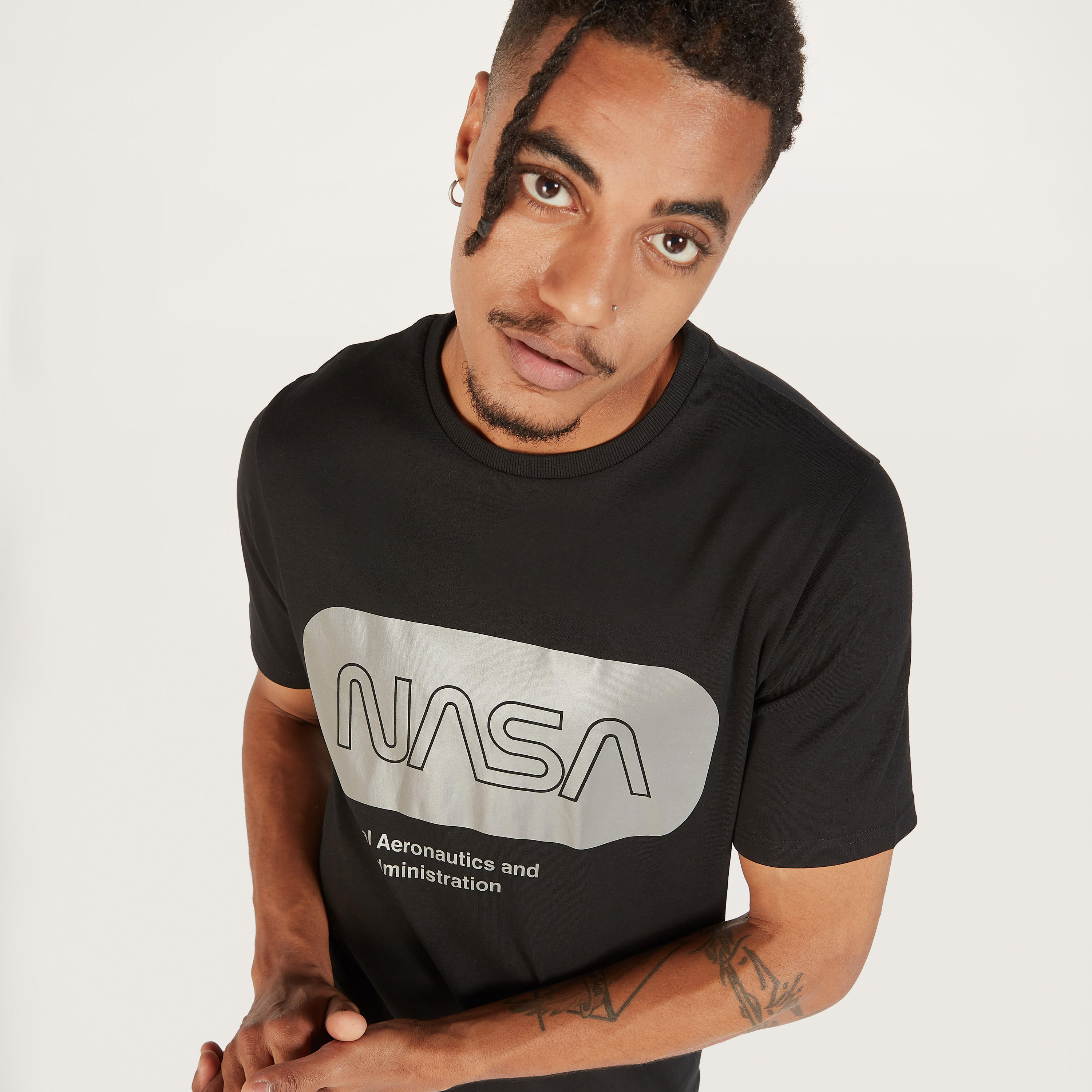 NASA Print T-shirt with Crew Neck and Short Sleeves-men-clothing-tshirtsandpolos-tshirts-image-3