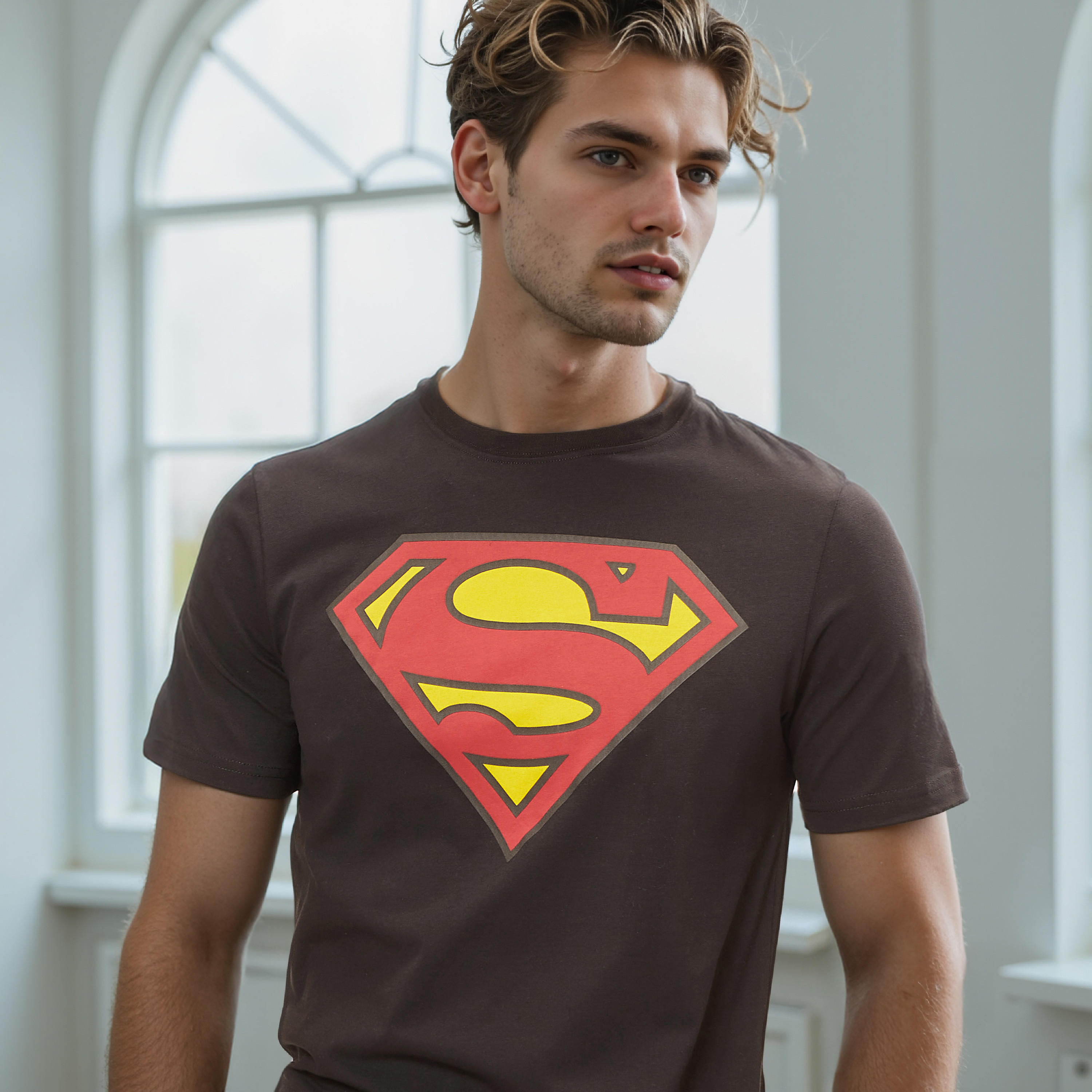 Slim Fit Superman Logo Print Crew Neck T-shirt with Short Sleeves-men-clothing-tshirtsandpolos-tshirts-image-7