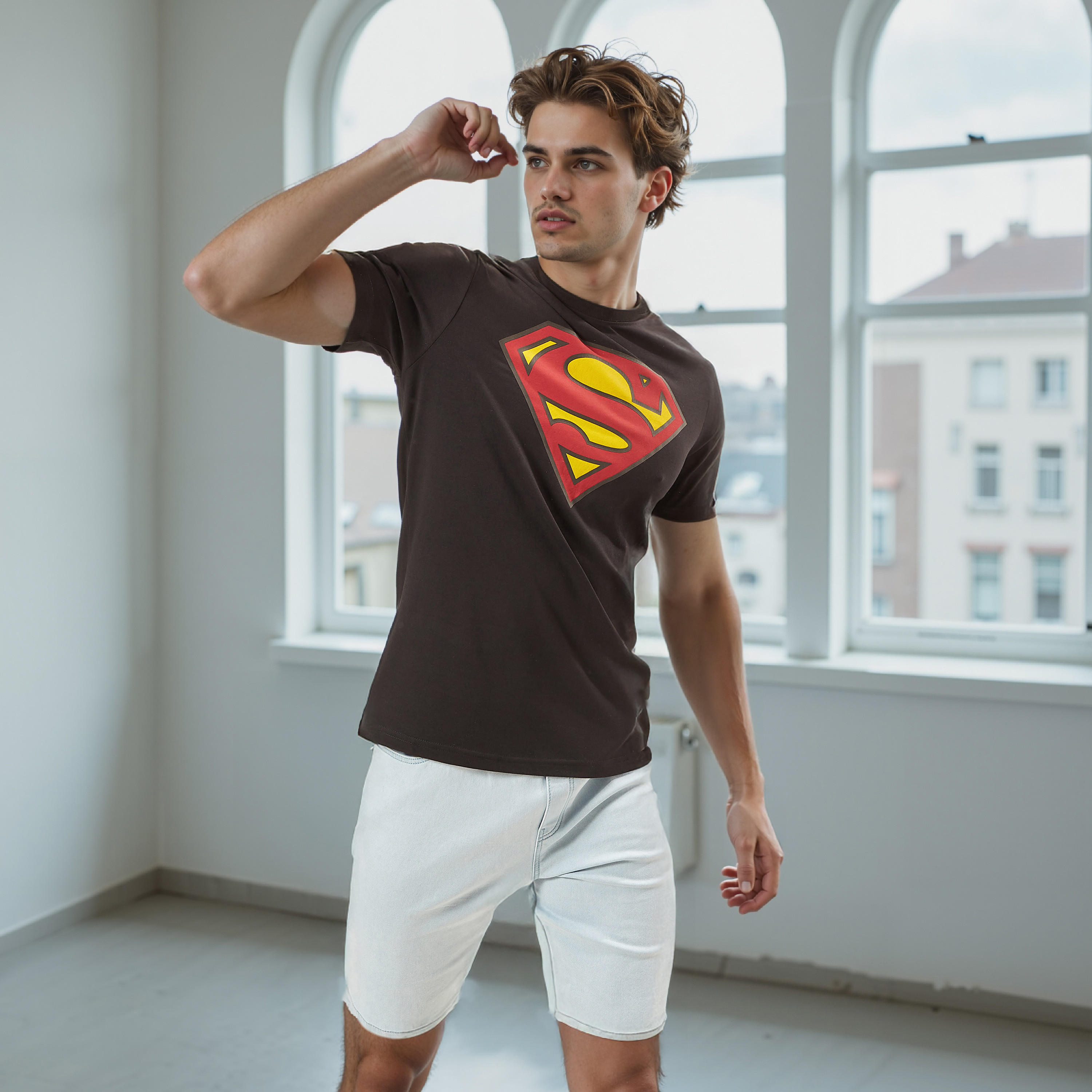 Slim Fit Superman Logo Print Crew Neck T-shirt with Short Sleeves-men-clothing-tshirtsandpolos-tshirts-image-9