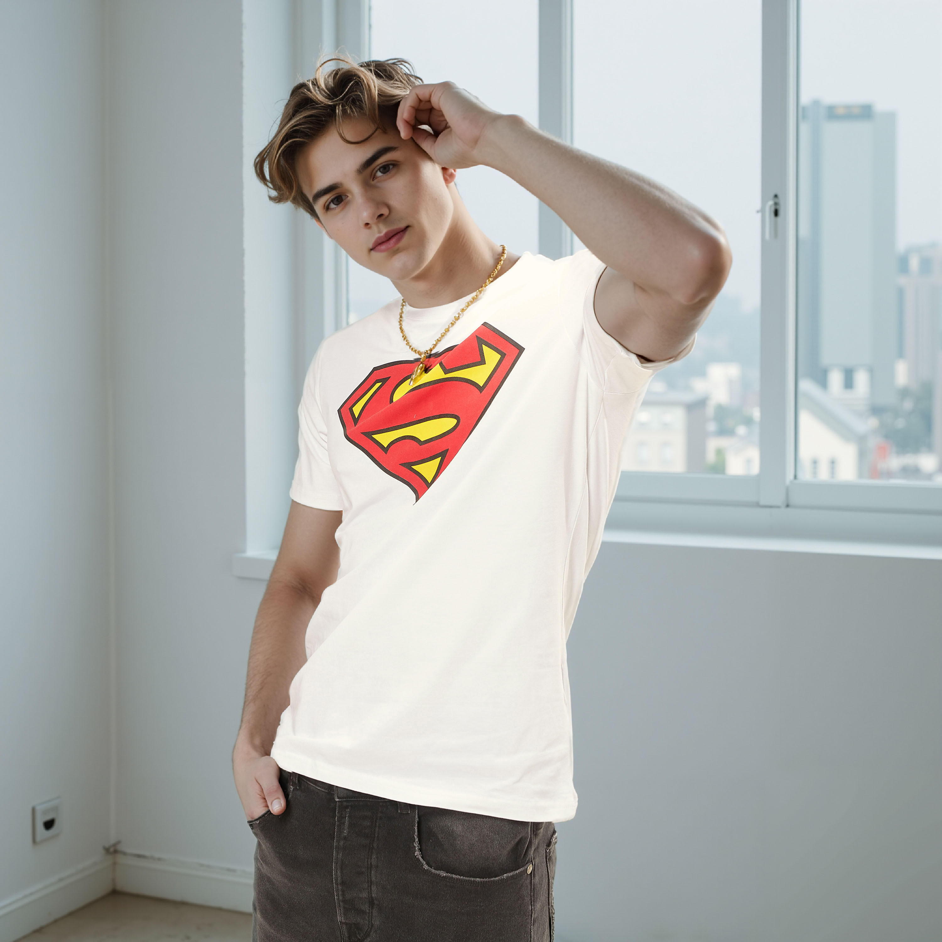 Slim Fit Superman Logo Print Crew Neck T-shirt with Short Sleeves-men-clothing-tshirtsandpolos-tshirts-image-10