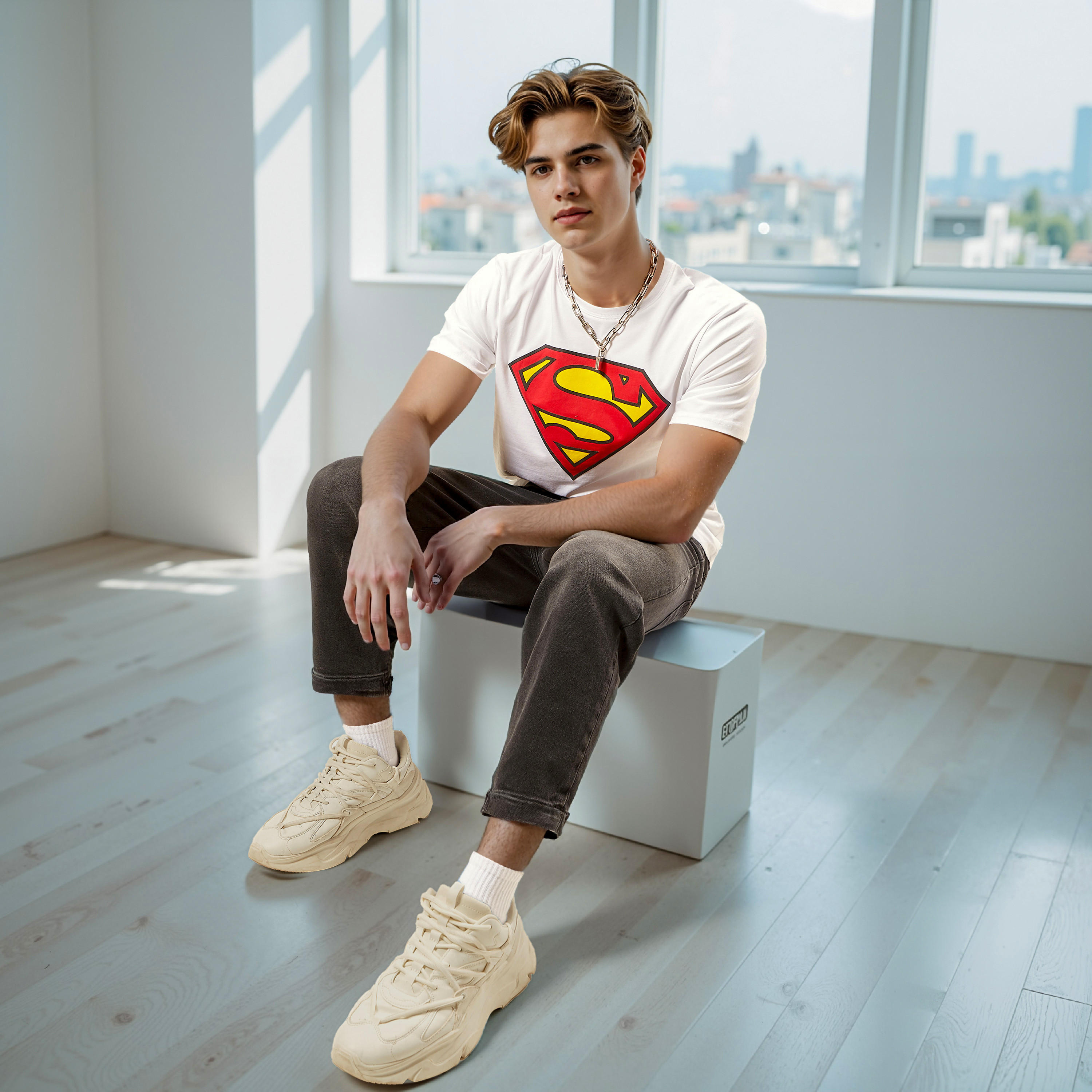 Slim Fit Superman Logo Print Crew Neck T-shirt with Short Sleeves-men-clothing-tshirtsandpolos-tshirts-image-13