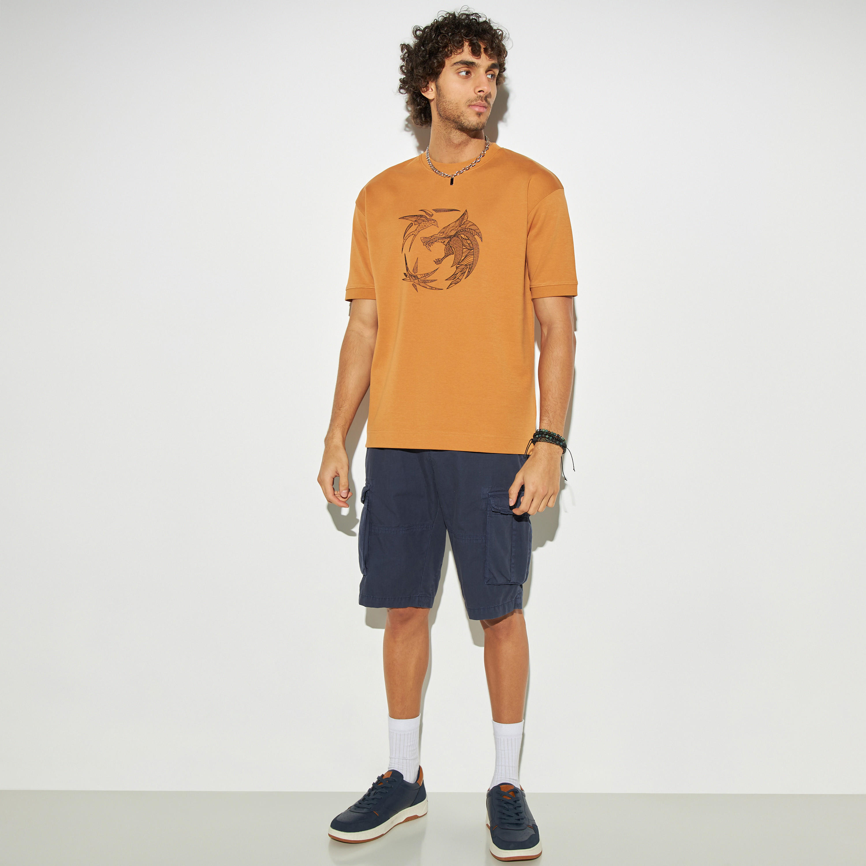 Graphic Print T-shirt with Crew Neck and Short Sleeves-men-clothing-tshirtsandpolos-tshirts-image-2