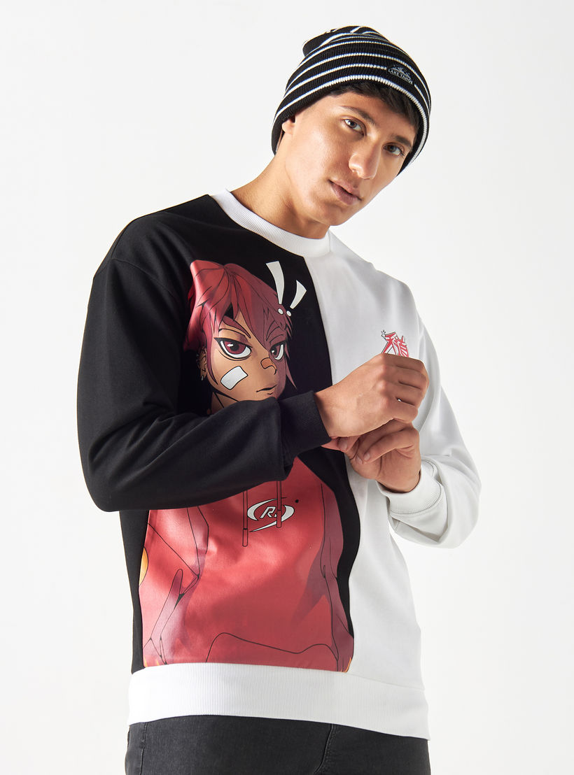 سويت شيرت بياقة ضيقة وأكمام طويلة وطبعات أنيمي-men-winterwear-hoodiesandsweatshirts-image-1