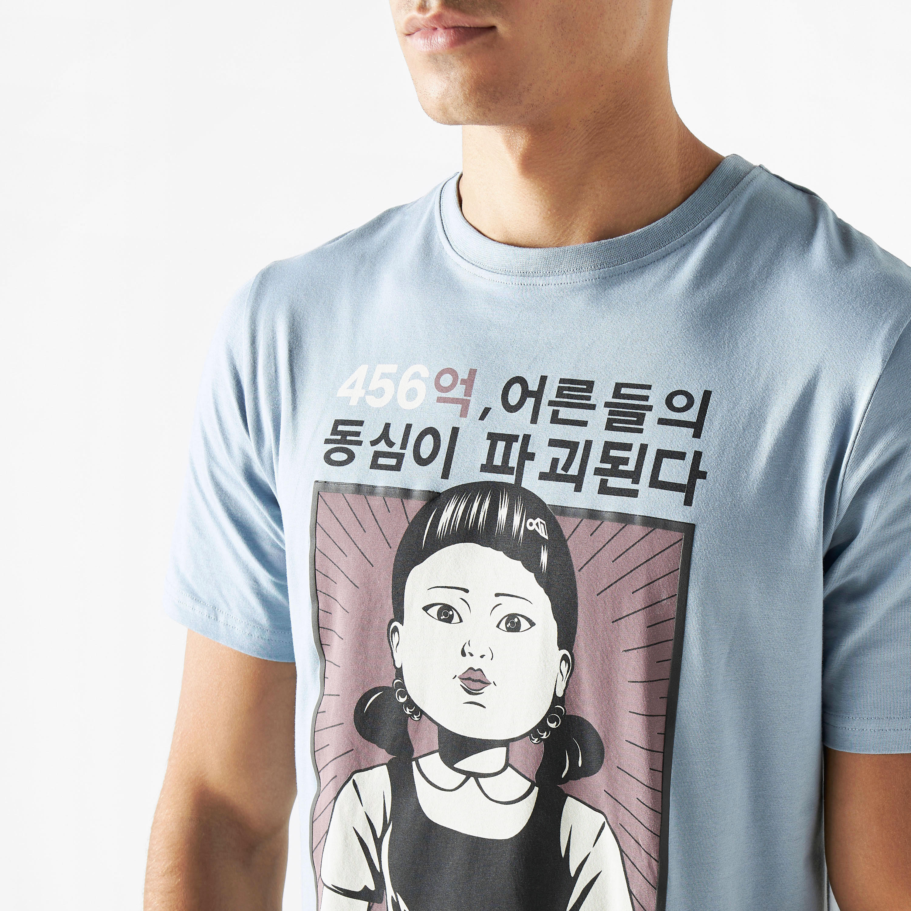 Squid Games Print Crew Neck T-shirt with Short Sleeves-men-clothing-tshirtsandpolos-tshirts-image-4