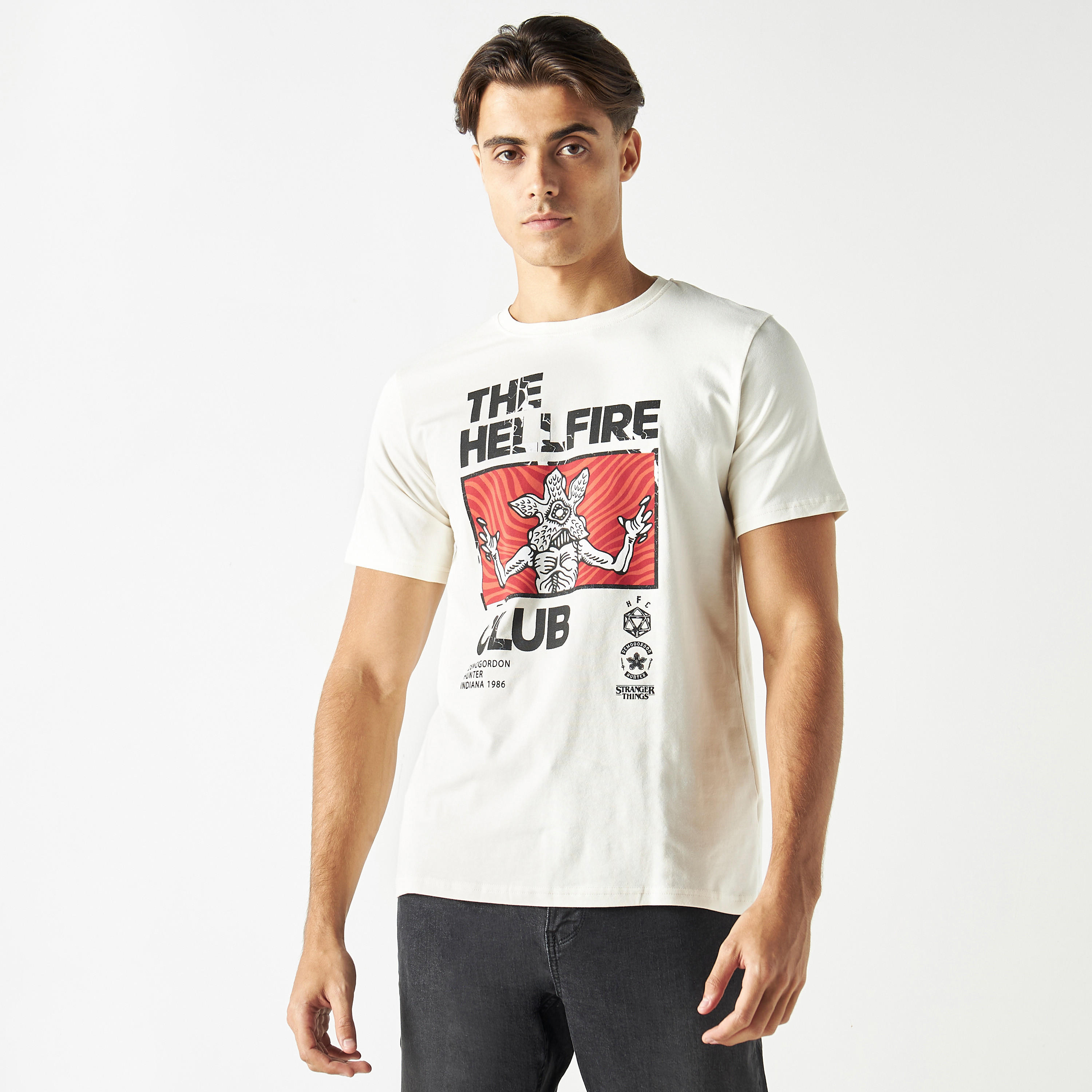 Hell Fire Club Graphic Print T-shirt with Crew Neck and Short Sleeves-men-clothing-tshirtsandpolos-tshirts-image-1