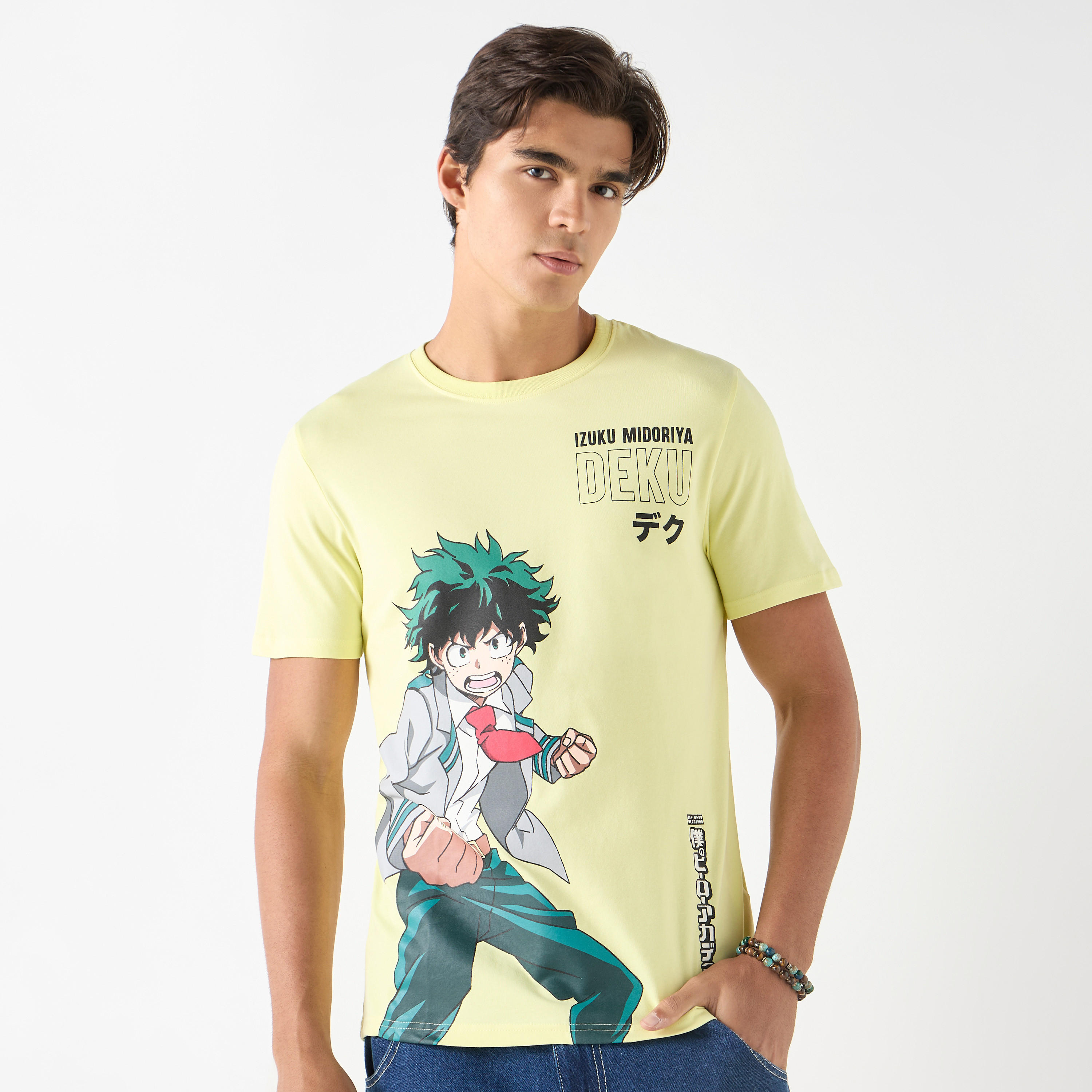 Izuku Midoriya Print Crew Neck T-shirt with Short Sleeves-men-clothing-tshirtsandpolos-tshirts-image-1