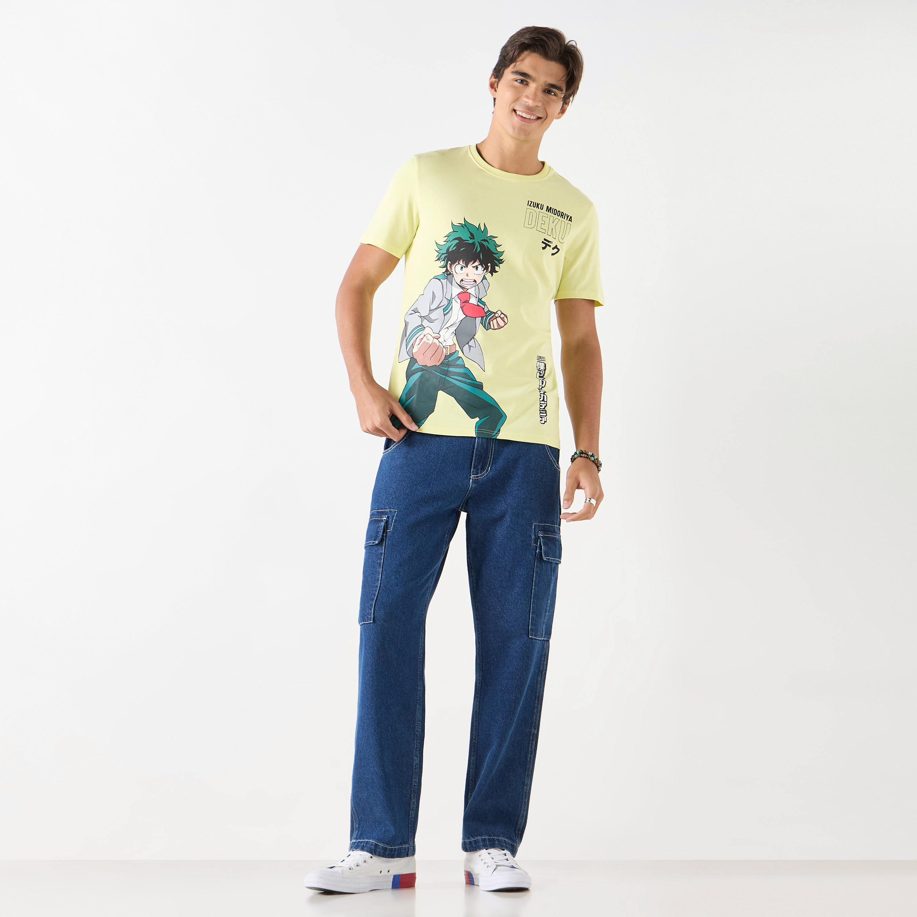 Izuku Midoriya Print Crew Neck T-shirt with Short Sleeves-men-clothing-tshirtsandpolos-tshirts-image-2