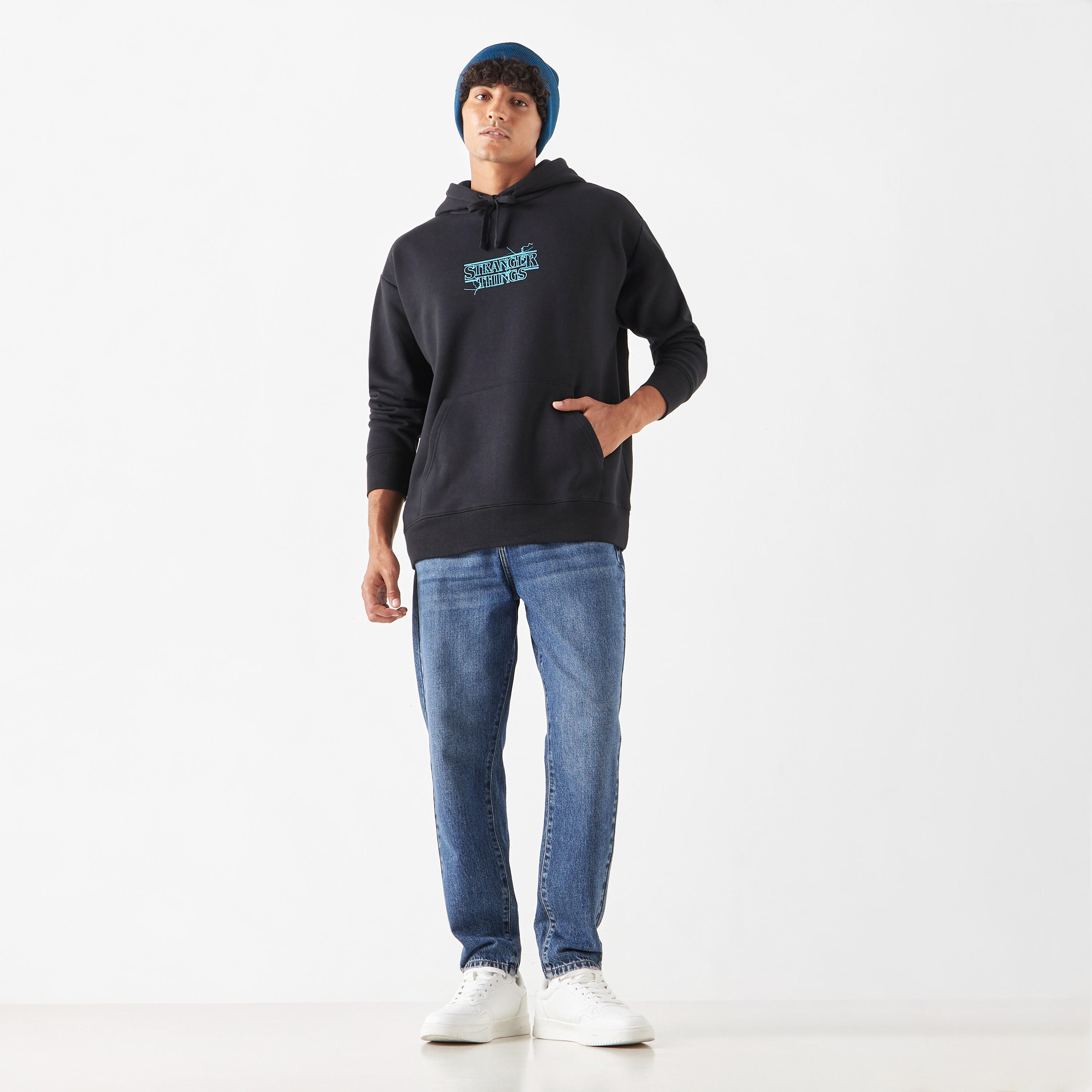 Stranger Things Print Hoodie with Kangaroo Pocket-men-winterwear-hoodiesandsweatshirts-image-2
