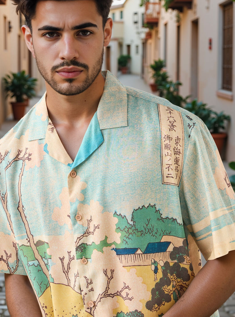 Anime Men Camp Collar Short Sleeves Shirt-men-clothing-shirts-image-4