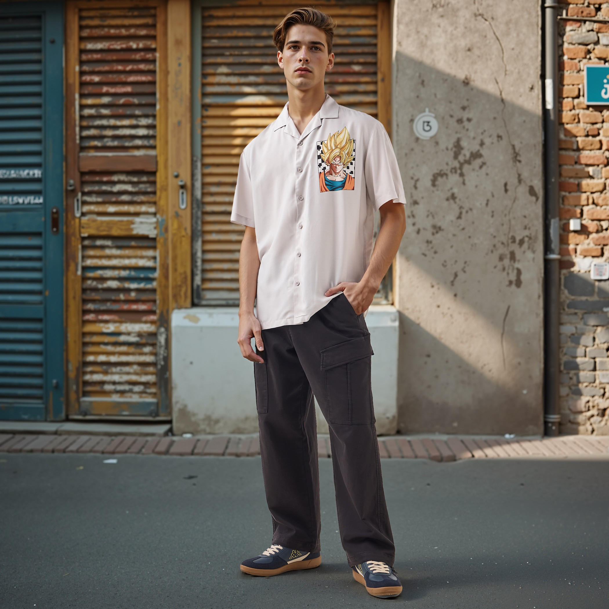 قميص بقصة مريحة وياقة كامب وأكمام قصيرة وطبعات جوكو-men-clothing-shirts-image-2