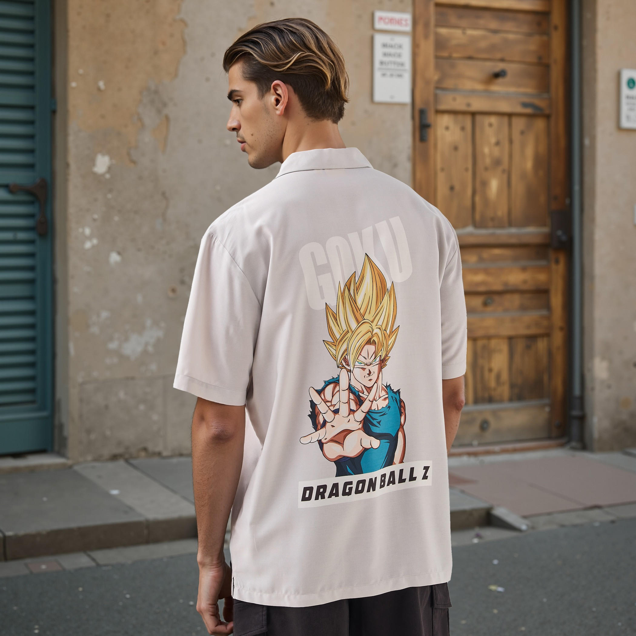 قميص بقصة مريحة وياقة كامب وأكمام قصيرة وطبعات جوكو-men-clothing-shirts-image-3