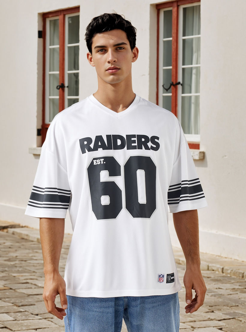 Raiders Print V-neck T-shirt with Short Sleeves-men-clothing-tshirtsandpolos-tshirts-image-1