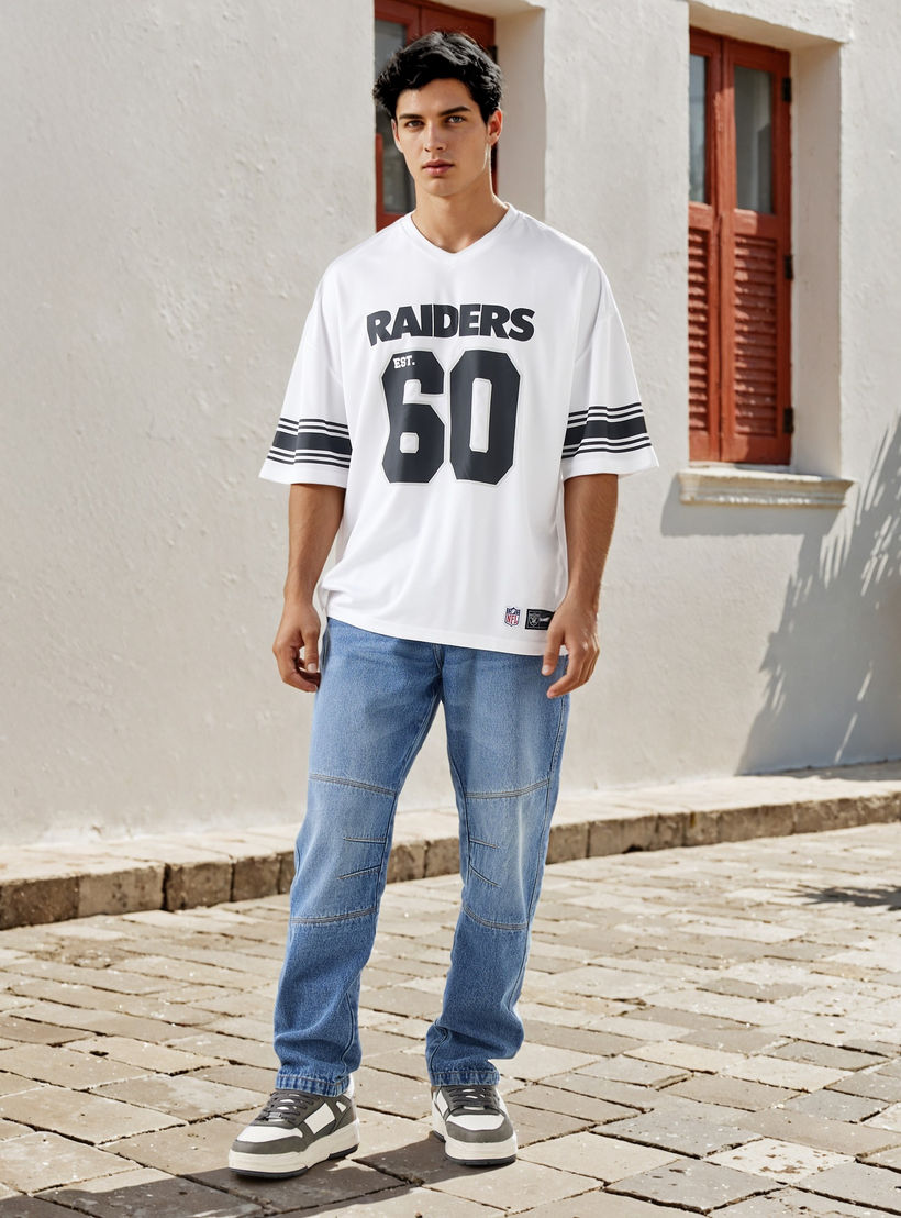 Raiders Print V-neck T-shirt with Short Sleeves-men-clothing-tshirtsandpolos-tshirts-image-2