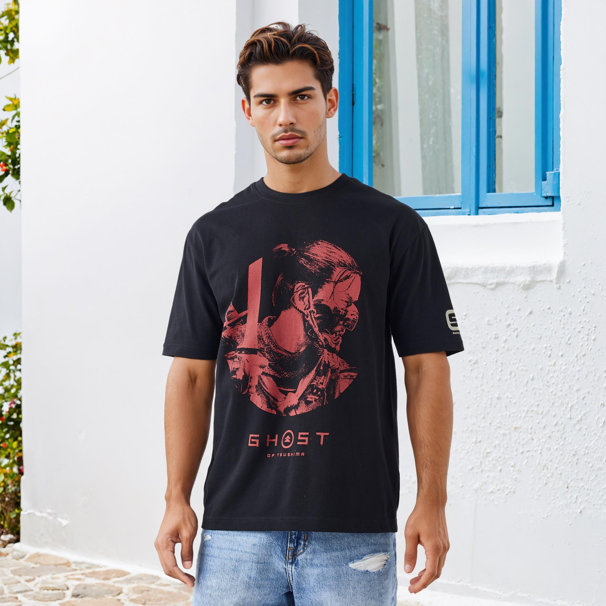 Ghost of Tsushima Men Relaxed Fit Crew Neck Short Sleeves T-shirt-men-clothing-tshirtsandpolos-tshirts-image-1